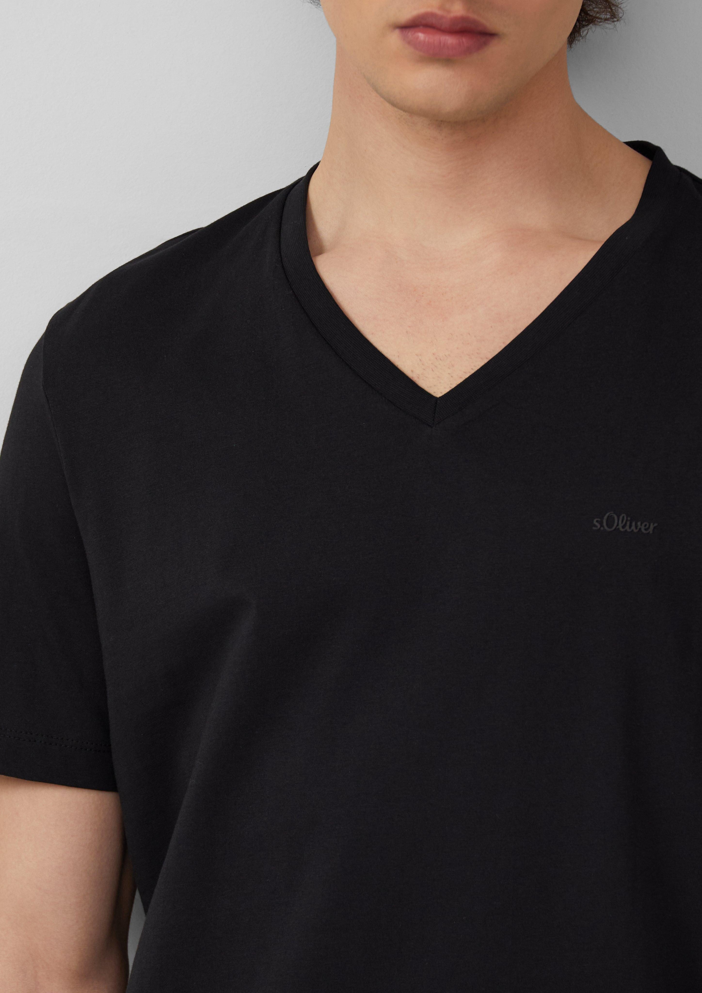 s.Oliver Kurzarmshirt Jersey-T-Shirt mit V-Ausschnitt und günstig online kaufen