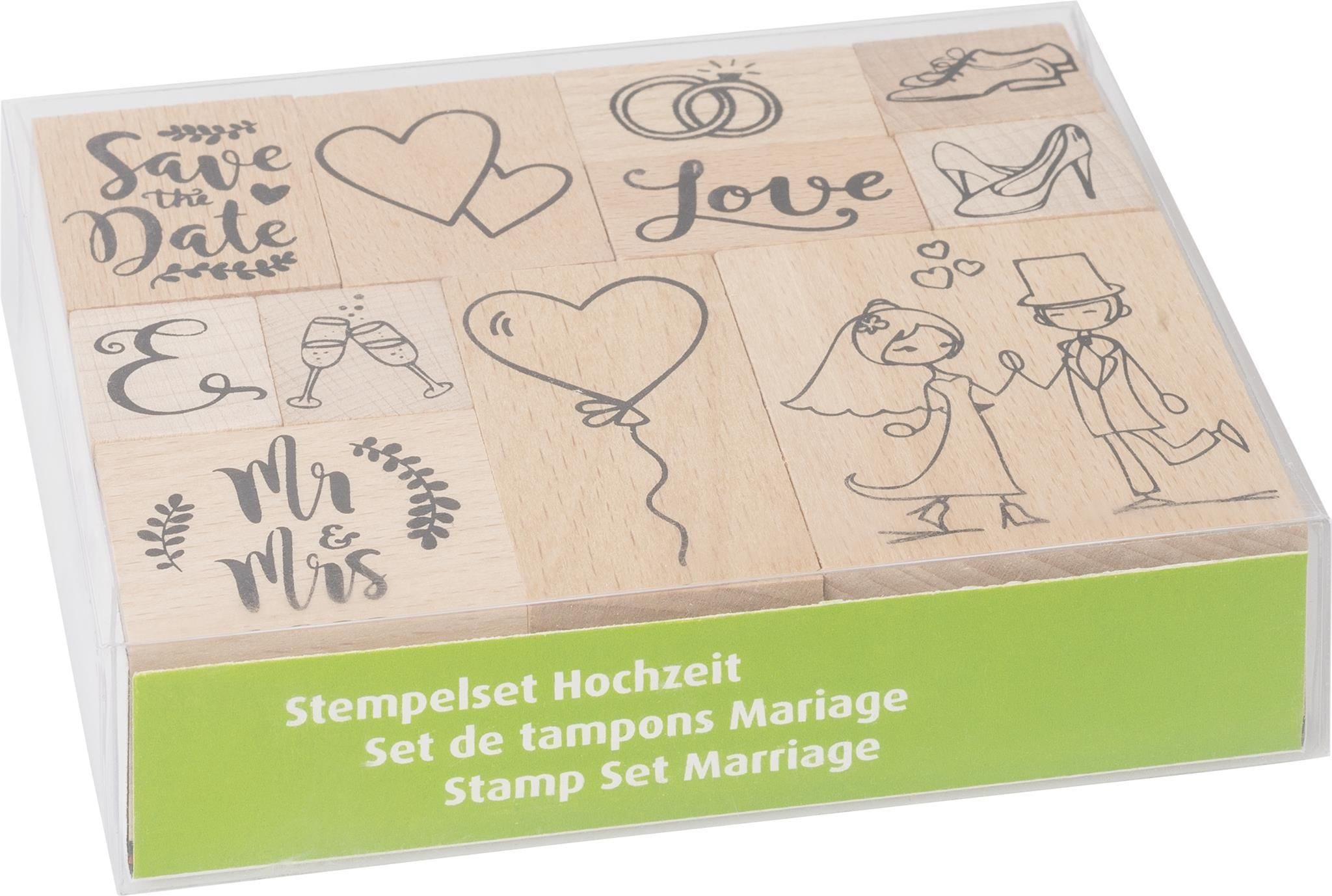 Heyda Stempel HEYDA 204888679 Stempel-Set Hochzeit 12 x10 x3 cm Holz