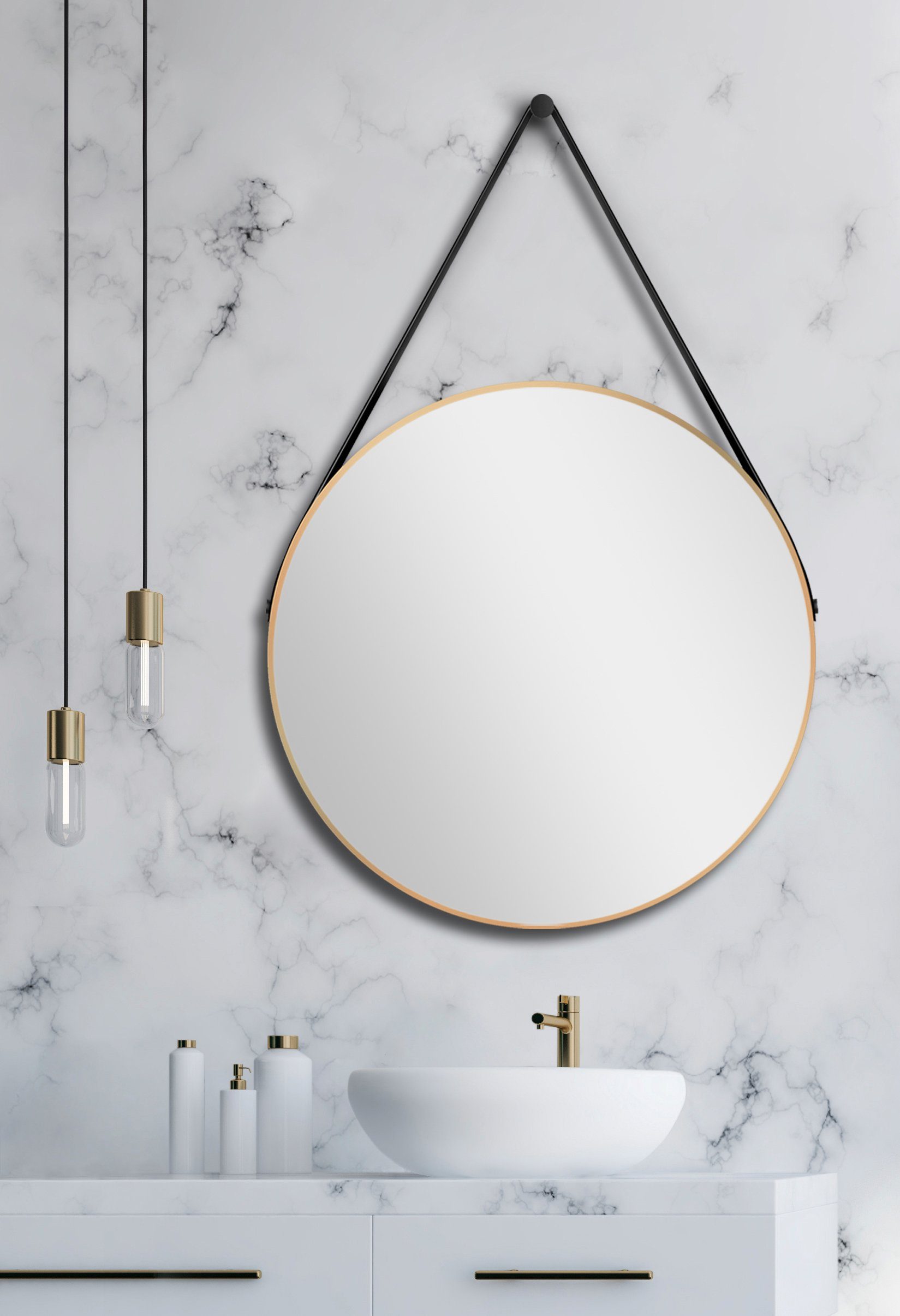 matt runder dekorativer 80 Talos Aluminiumrahmen, Spiegel Wandspiegel, cm mit gold Ø