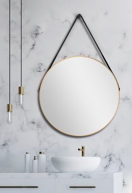 Talos Wandspiegel, dekorativer runder Spiegel mit Aluminiumrahmen, Ø 80 cm