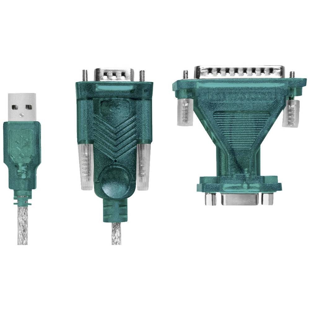 LogiLink USB 2 Anschlusskabel, USB-A/M zu DB9/M + DB25/M (RS232), Win UA0042B Computer-Adapter