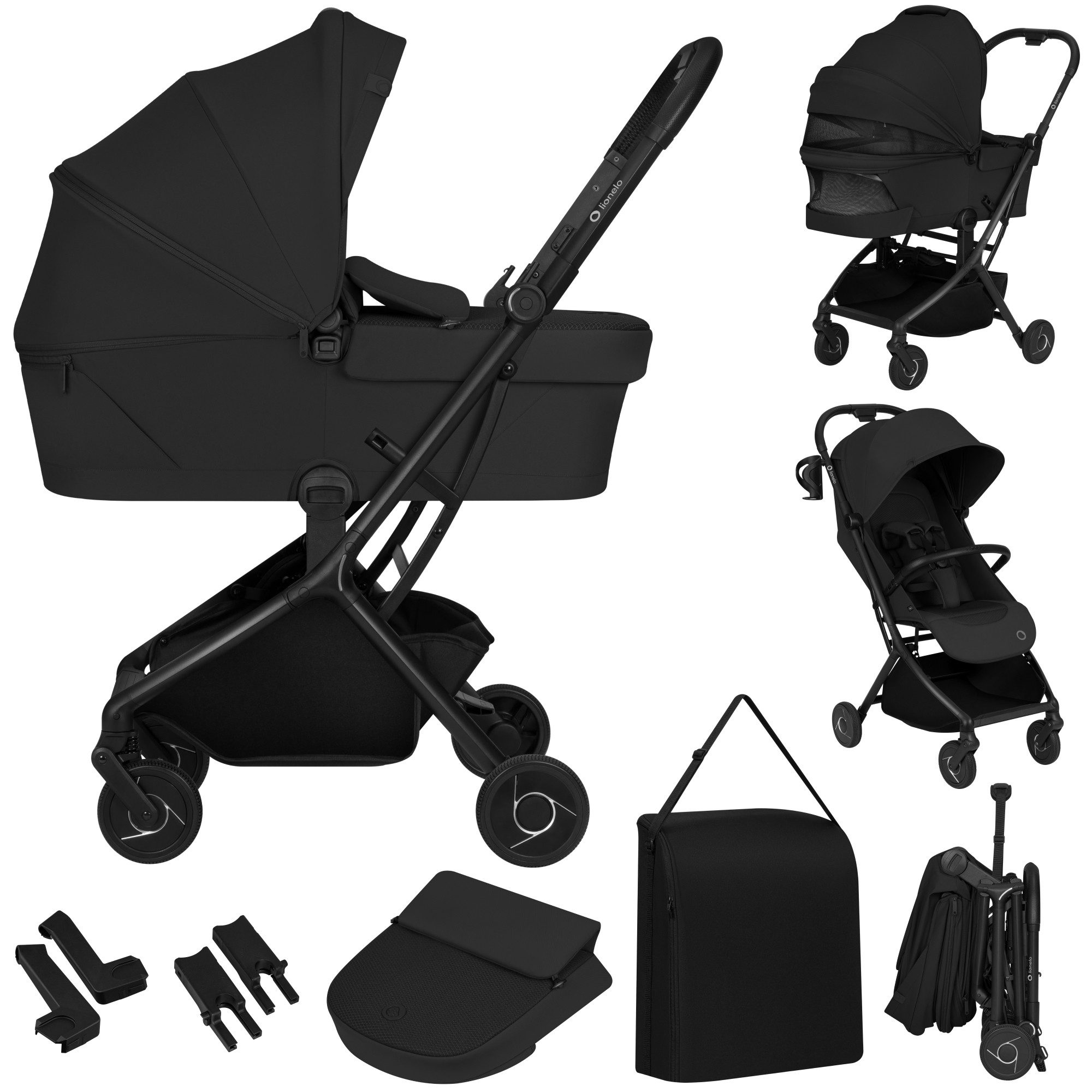 lionelo Kinder-Buggy SIA FLEX, (Set), 2-in-1/Faltwanne/AiryDots/inGrip/Click&Ride