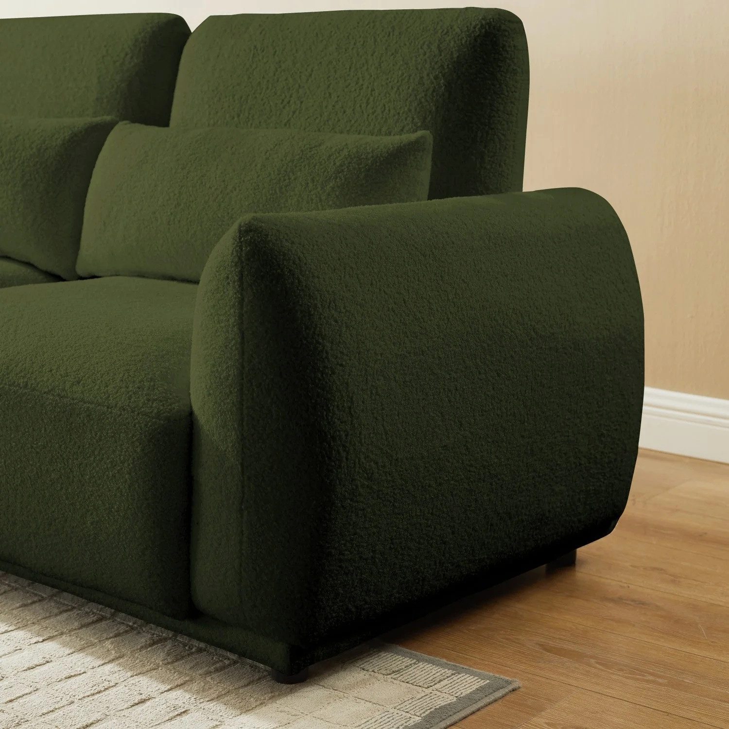 YHL Voyura Ecksofa Ecksofa Teddy Stoff Gepolsterte Rückenlehne – Schaumstoffkissen – Bild 3 von 5