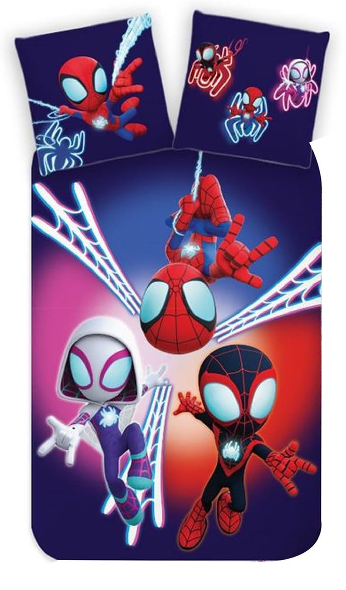 MARVEL Kinderbettwäsche Marvel Spidey Amazing Friends Kinderbettwäsche Ghost-Spider 100x135 cm, Renforcé, 2 teilig