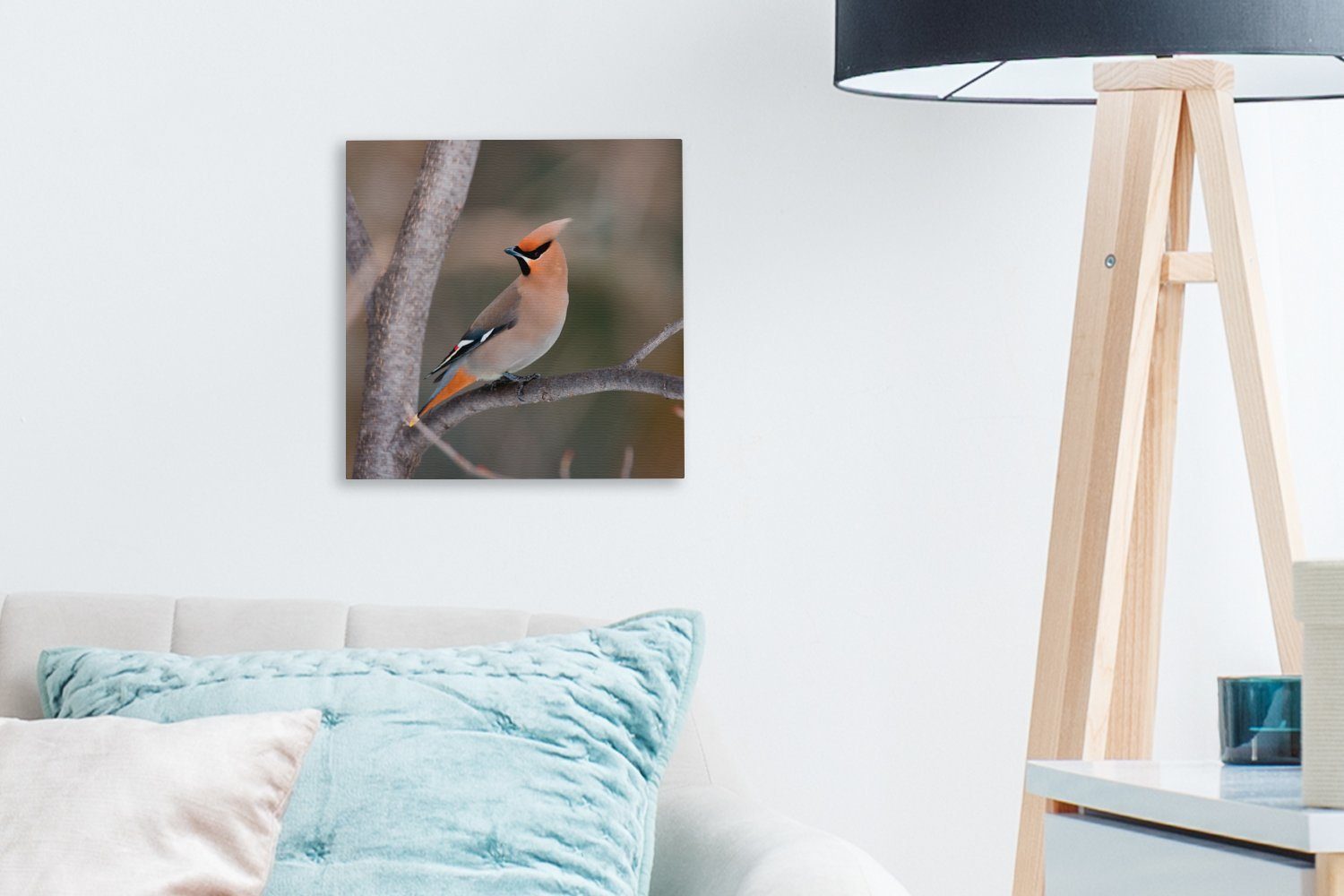 Schlafzimmer Baumzweig, Pestvogel einem OneMillionCanvasses® Bilder für Leinwand auf St), Leinwandbild (1 Wohnzimmer Bunter