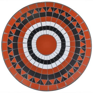 furnicato Gartentisch Bistrotisch Terracotta-Rot und Weiß 60 cm Mosaik