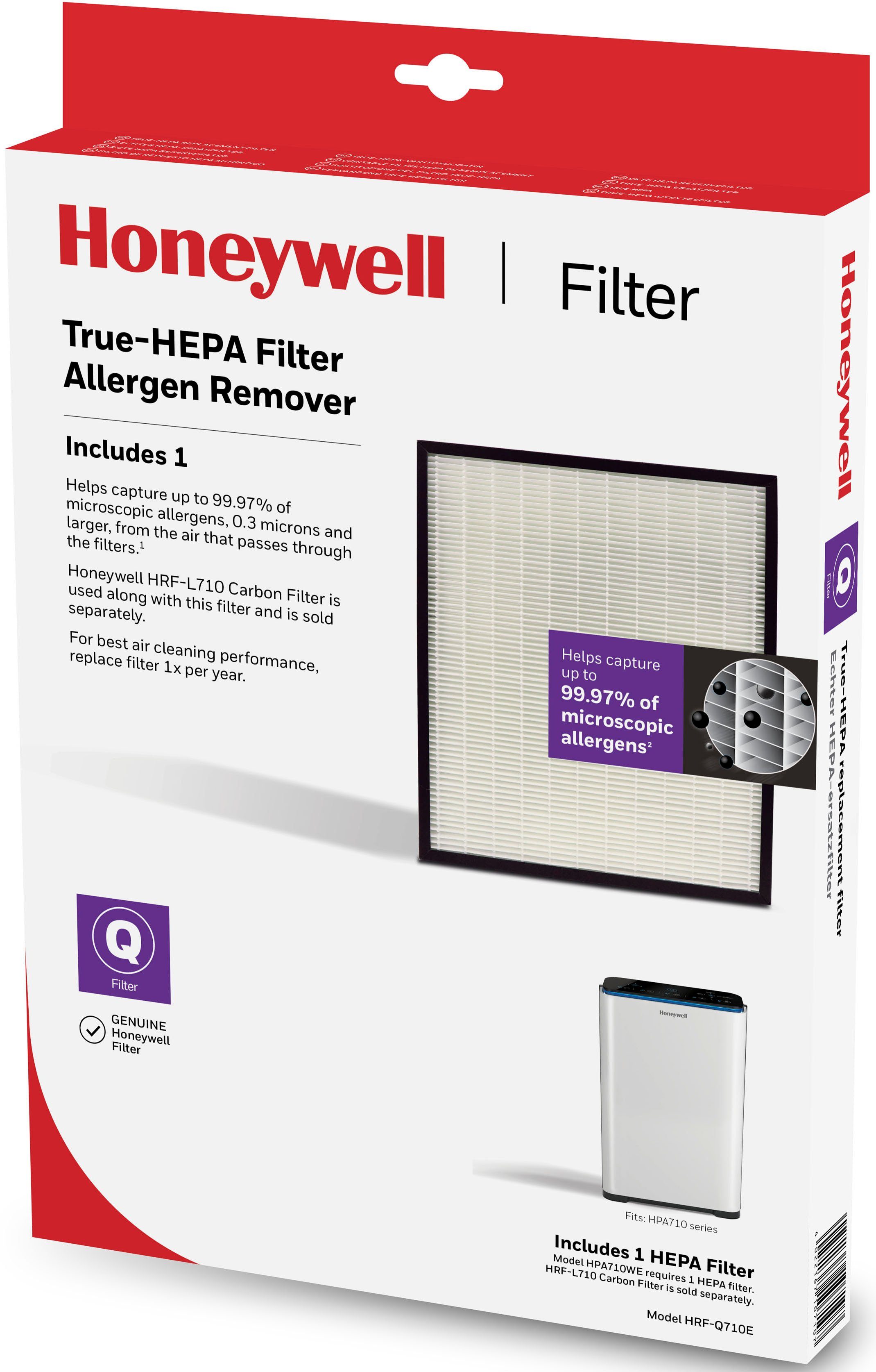 Honeywell HEPA-Filter HRF-Q710E, Zubehör für Honeywell Luftreiniger  HPA710WE, Filtert bis zu 99,97% aller mikroskopisch kleinen Partikel