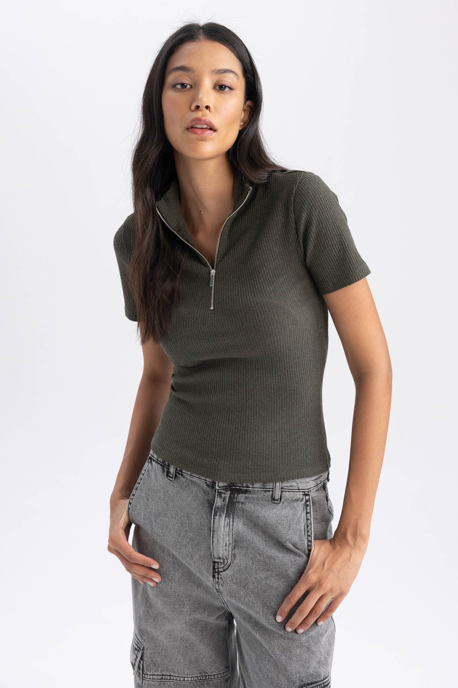 DeFacto T-Shirt Damen T-Shirt SLIM FIT