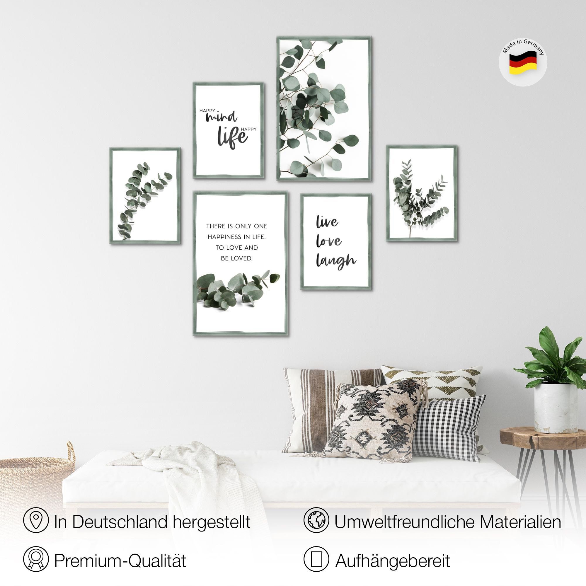 Novart Wandbild Eukalyptus Pflanze Grüne Blätter - KEIN EXTRA RAHMEN BENÖTIGT