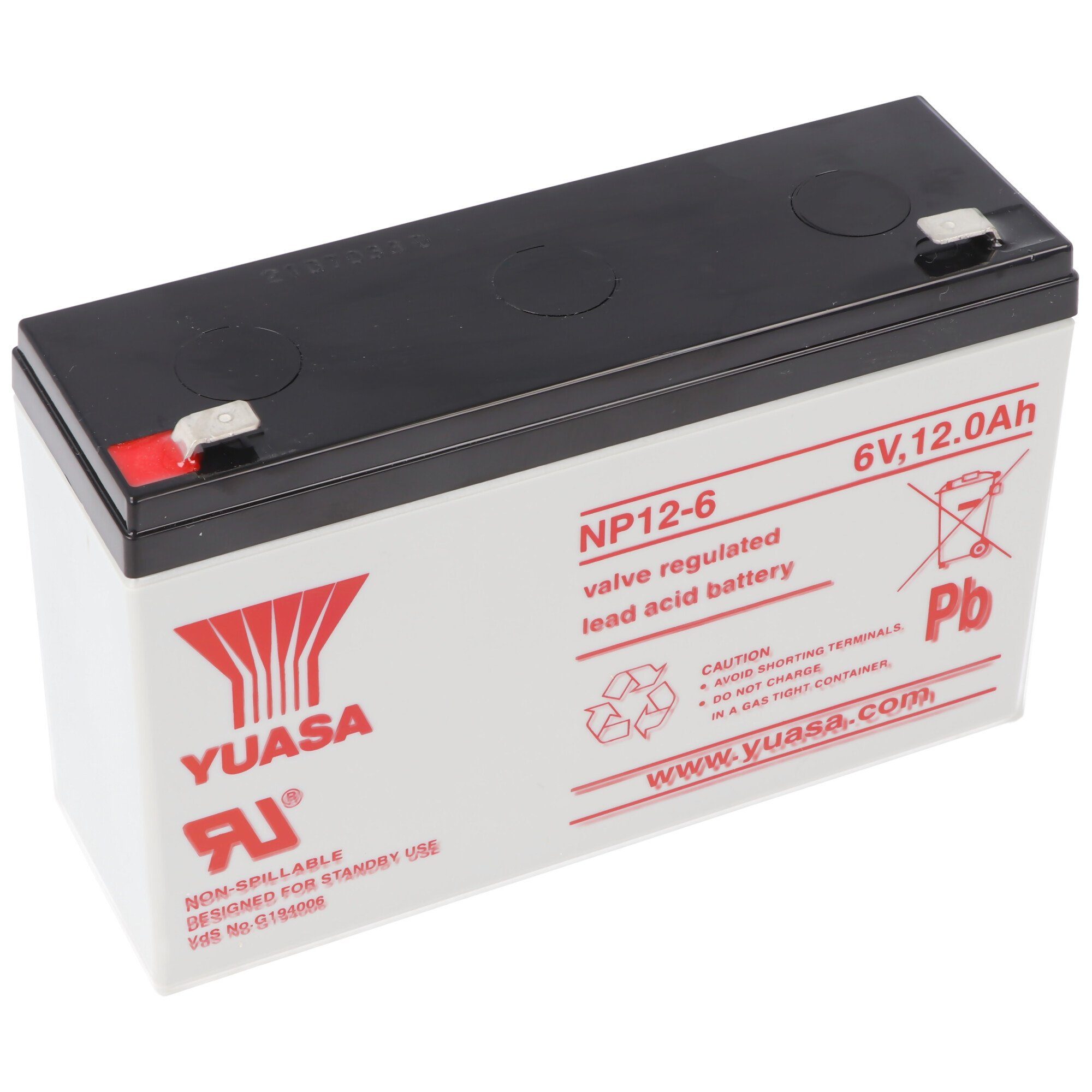 Yuasa YUASA NP12-6 Akku Blei PB 6 Volt 12Ah mit Faston Steckkontakt 6,3mm b Akku 12000 mAh (6,0 V)