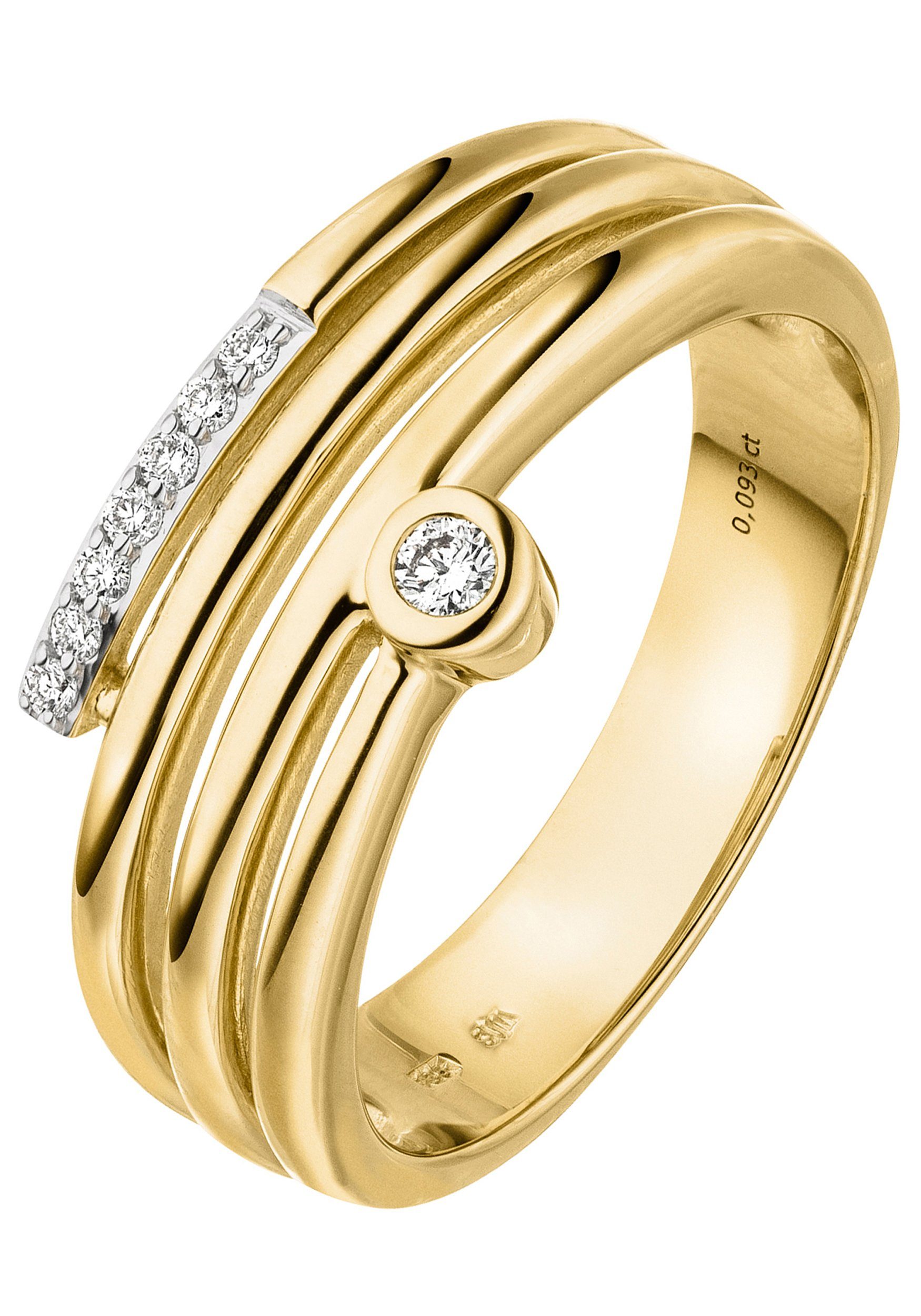 JOBO Fingerring, 585 Gold mit 8 Diamanten günstig online kaufen