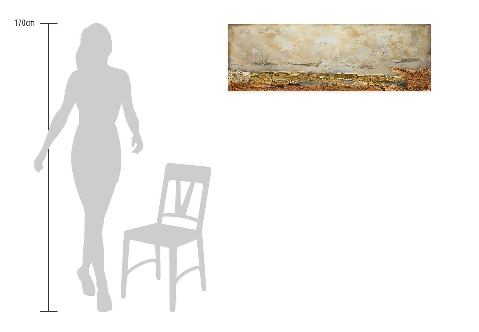 KUNSTLOFT Gemälde Wohnzimmer 100% in Toulouse Leinwandbild Tage Wandbild cm, HANDGEMALT 120x40