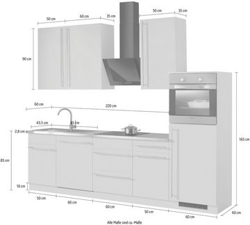 wiho Küchen Küchenzeile Chicago, mit E-Geräten, Gesamtbreite 280 cm
