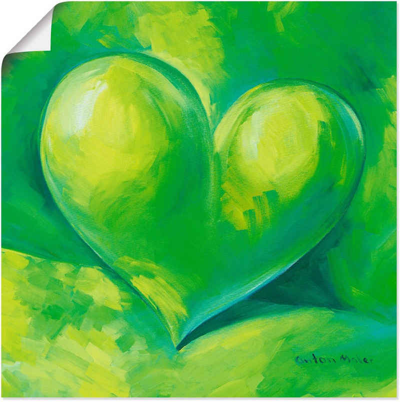 Artland Wandbild Grünes Herz, Herzen (1 St), als Alubild, Leinwandbild, Wandaufkleber oder Poster in versch. Größen