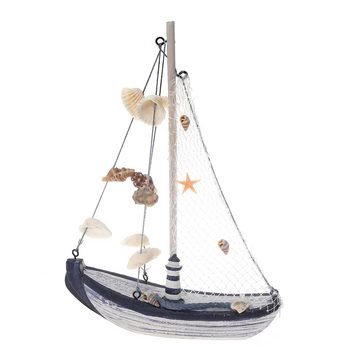 Flanacom Badaccessoires-Sets Maritime Badezimmer Deko - Holz Decor Accessoires, 3er Set, Steuerrad, Segel-Schiff und Schatztruhe