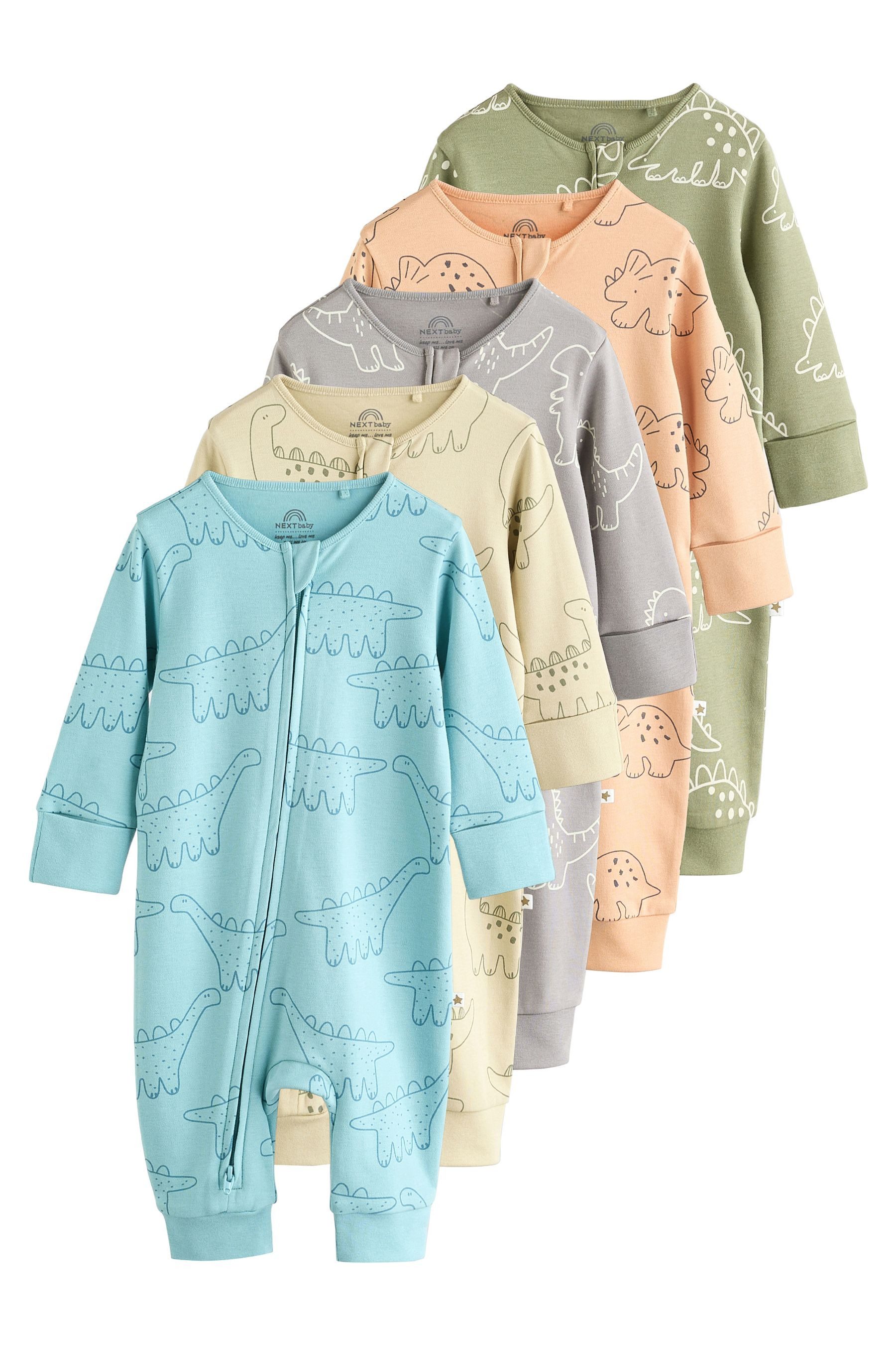 Schlafoverall Babyschlafanzüge mit Zweiwege-RV, 5er-Pack
