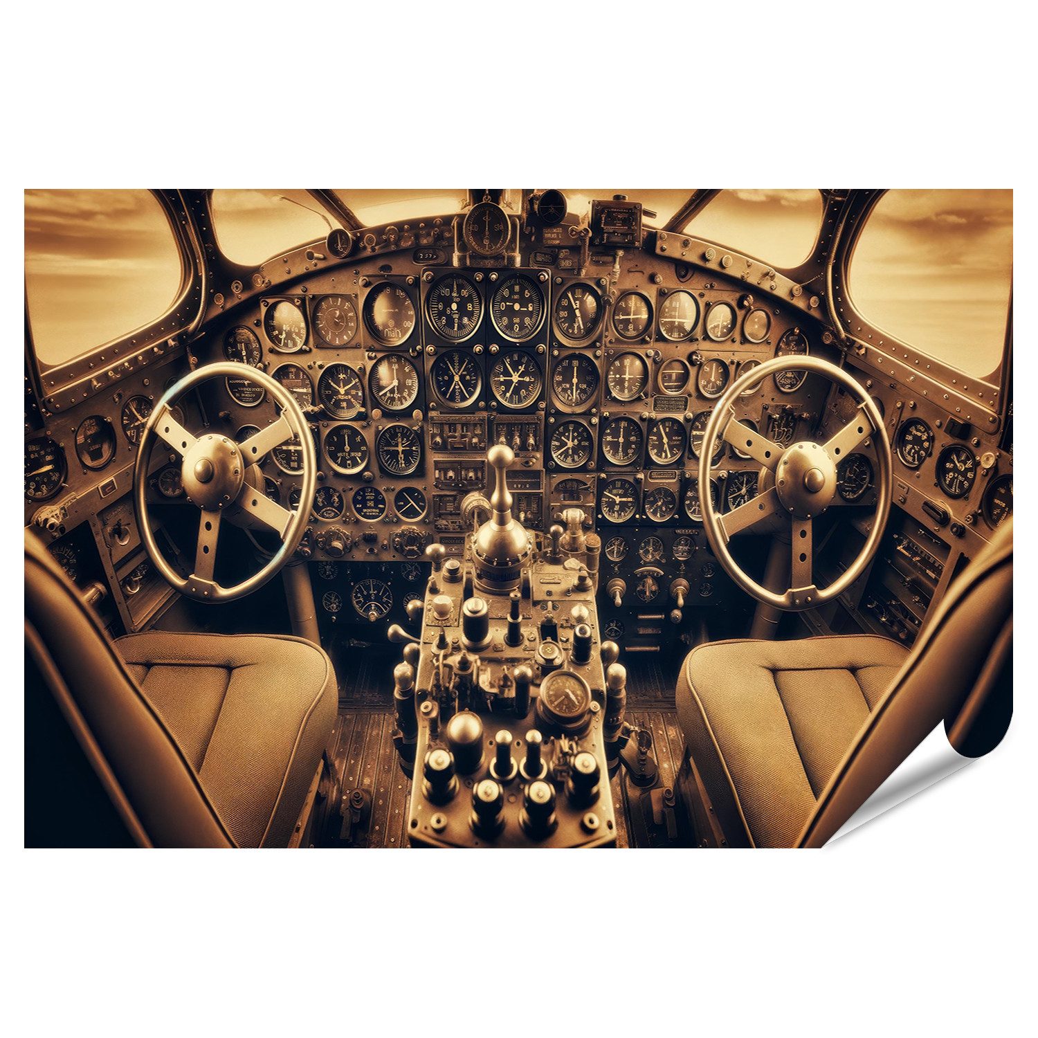 islandburner Poster Nostalgischer Flug ins Vergangene - Das klassische Cockpit einer alten