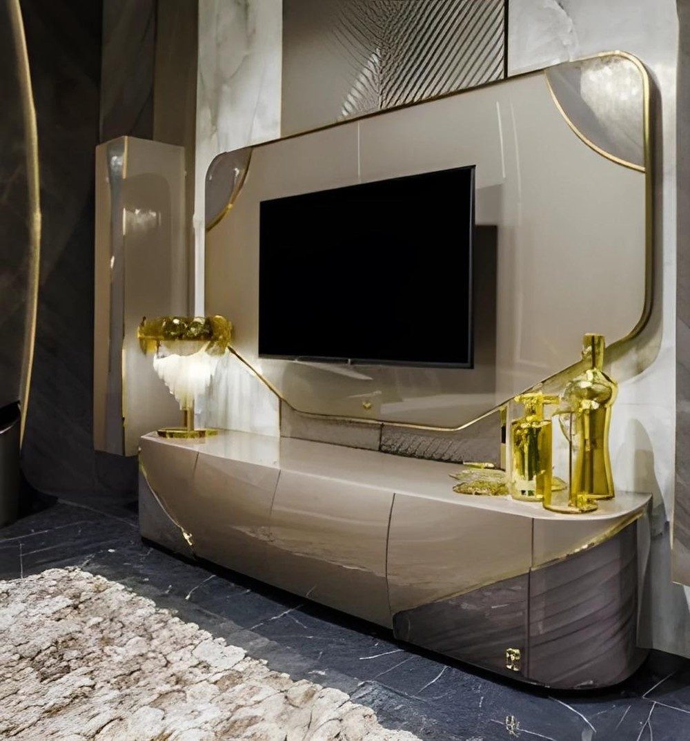 JVmoebel TV-Schrank Beiger Moderner TV-Ständer Designer Fernsehunterschrank Luxus Möbel