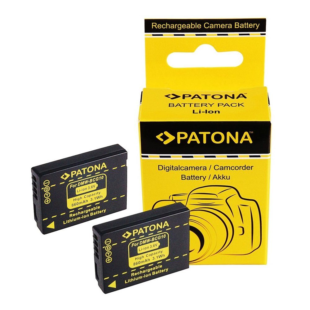 Patona 2x Akku für Panasonic DMW-BCG10 Kamera-Akku Ersatzakku 860 mAh (3,6 V, 2 St), DMW-BCG10E Lumix TZ18 TZ22 TZ25 TZ31 ZX1 ZX3 DMC-TZ6