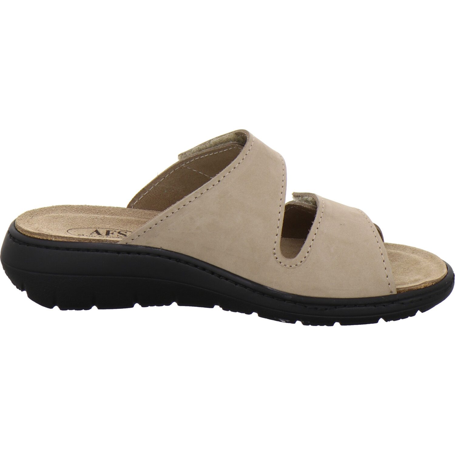 AFS-Schuhe 280812 Wechselfußbett Pantolette für Damen mit Keilabsatz, bequeme Sandalen aus Leder