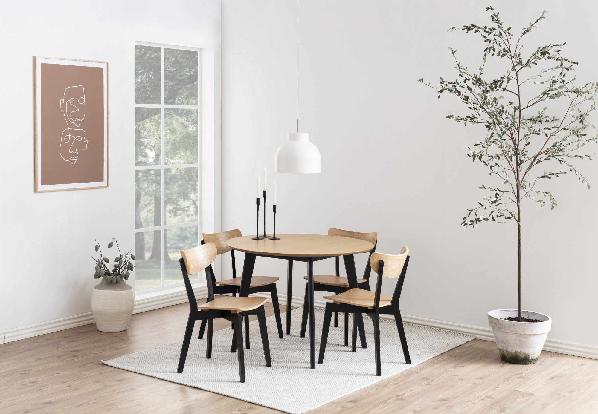 ACTONA GROUP Esstisch Roxby runder Esstisch, TOPSELLER! pflegeleicht, starke Tischplatte (1-St., Küchentisch, OTTOs Choice), Roxby Esstisch rund, mit Eiche Furnier Ø 105 cm