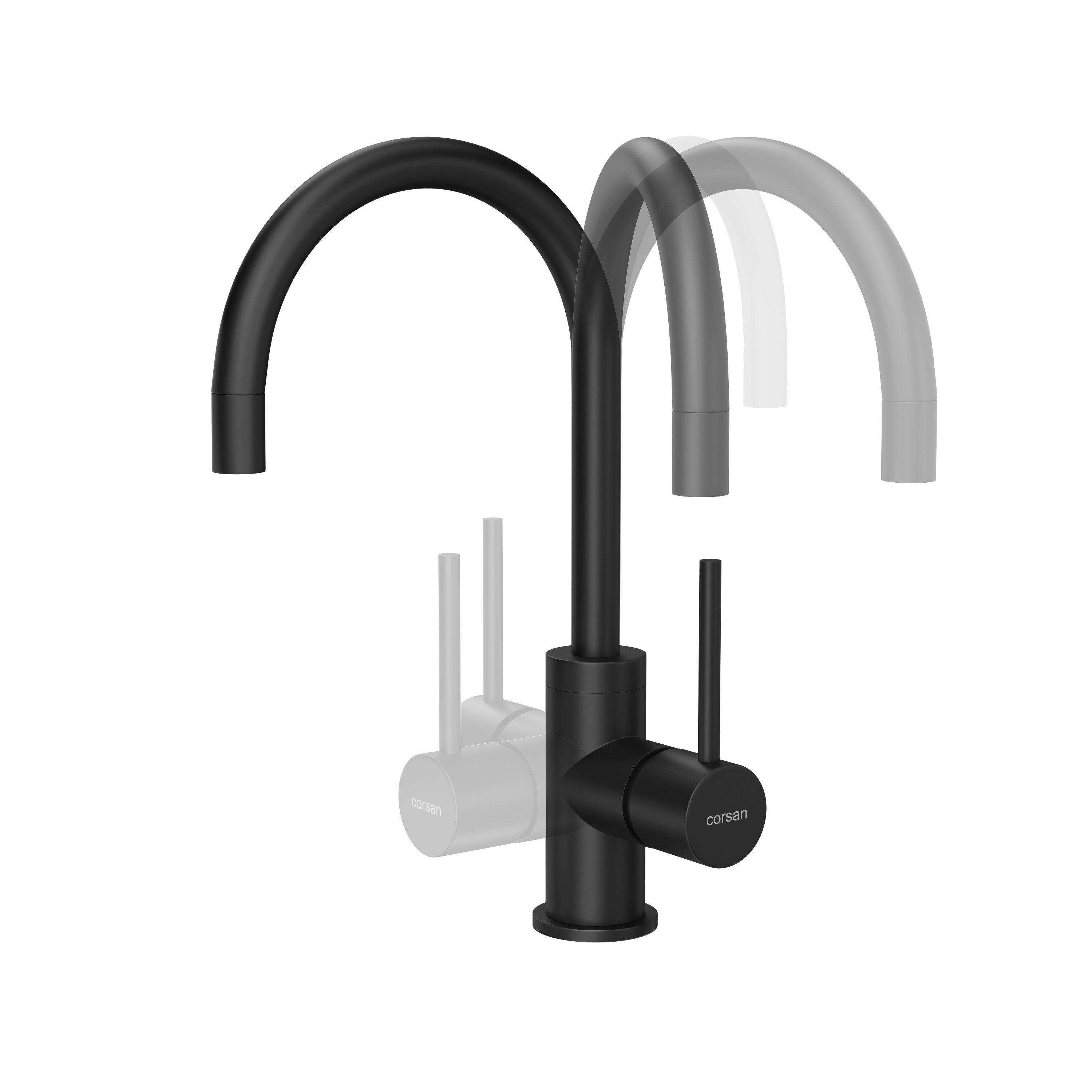 Schwarz LUGO für Küchenarmatur Schwarz Wasserhahn in Küche in KOLMAN Küchenarmatur