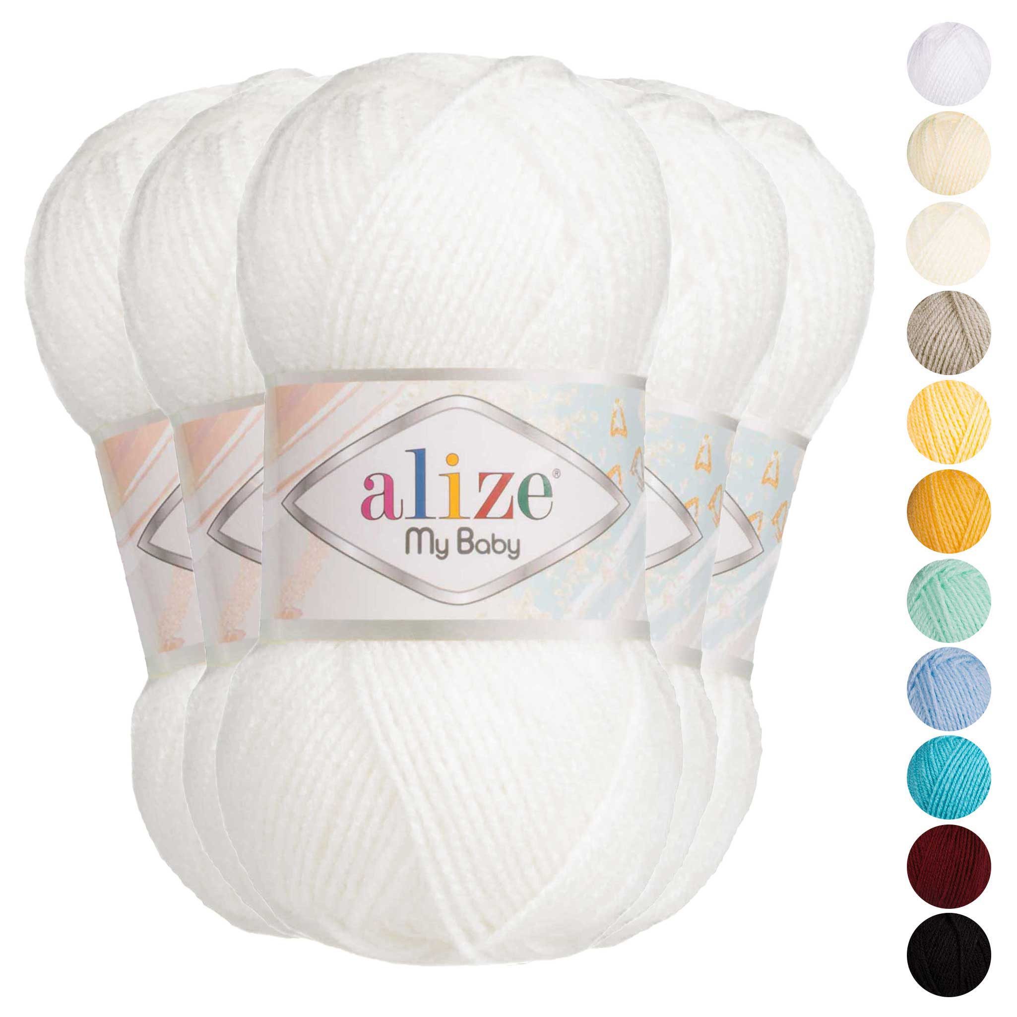 Thumbnail - Alize Alize My Baby 5x50g Strickgarn Wolle Acrylgarn Häkelgarn Farbwahl Häkelwolle, 750 m (Sparpaket), 55 weiß