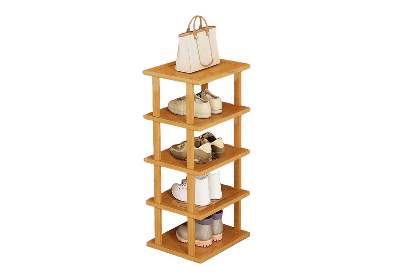 Rutaqian Schuhregal Vertikales Schuhregal,5/7/8 Stöckige Schuhregal aus Holz, Freistehende Schuhhalter Schmal und Hoch für Eingang,Flur