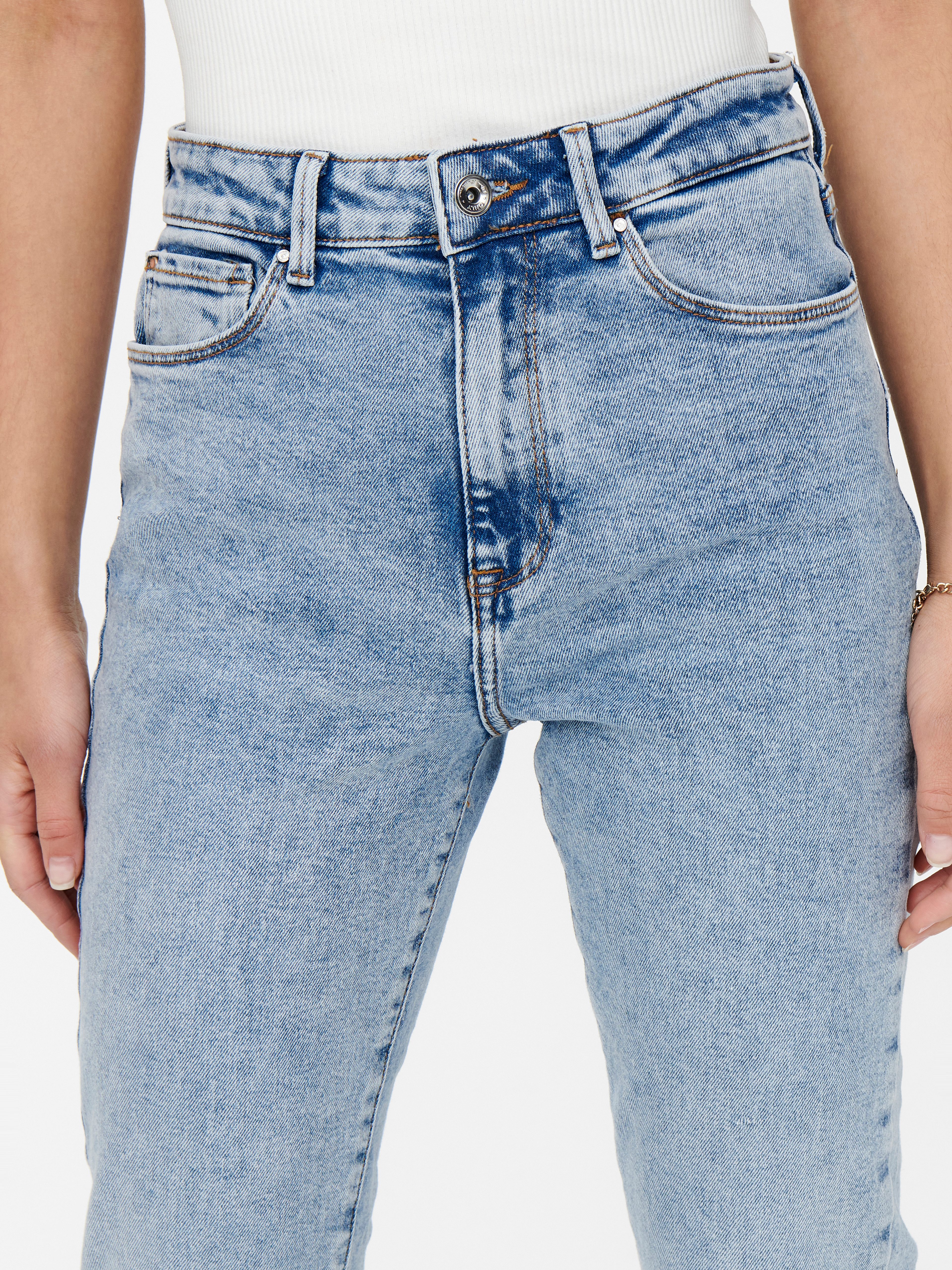 ONLY High-waist-Jeans ONLEMILY – Ankle-Jeans mit High Waist und geradem Schnitt helle Waschung für einen ausgewaschenen und helleren Denim-Look