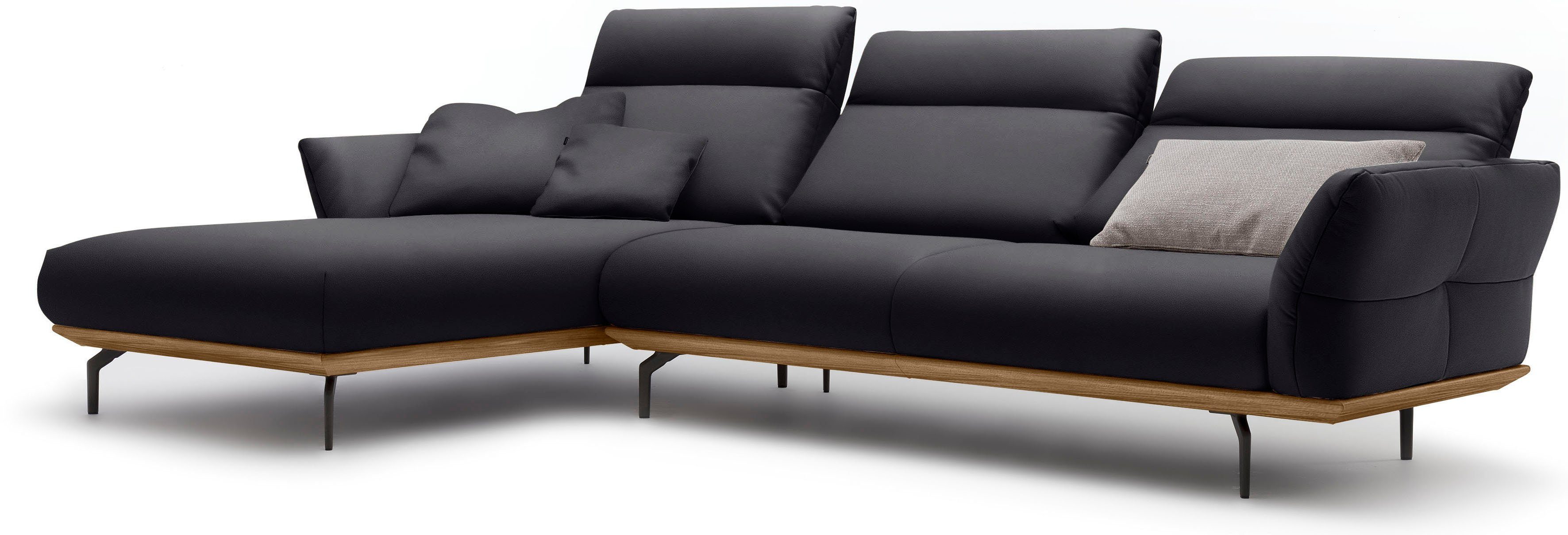 hülsta sofa Ecksofa hs.460, Sockel in Umbragrau, Nussbaum, in Winkelfüße cm 318 Breite