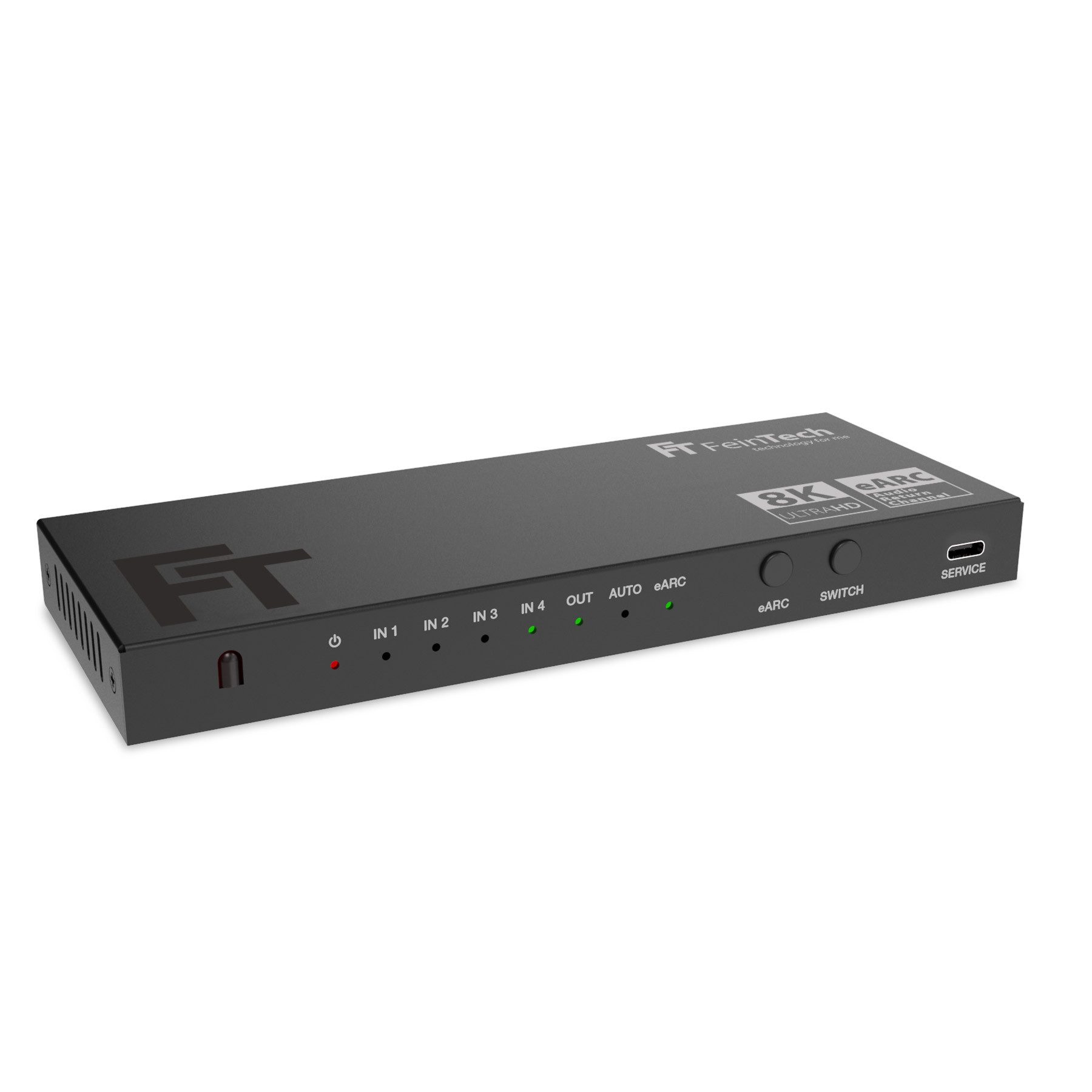 FeinTech HDMI-Splitter FeinTech AX340 HDMI 2.1 eARC Pass Switch 4 In 1 Out für eARC Soundbar, unterstützt 4K 120Hz & 8K
