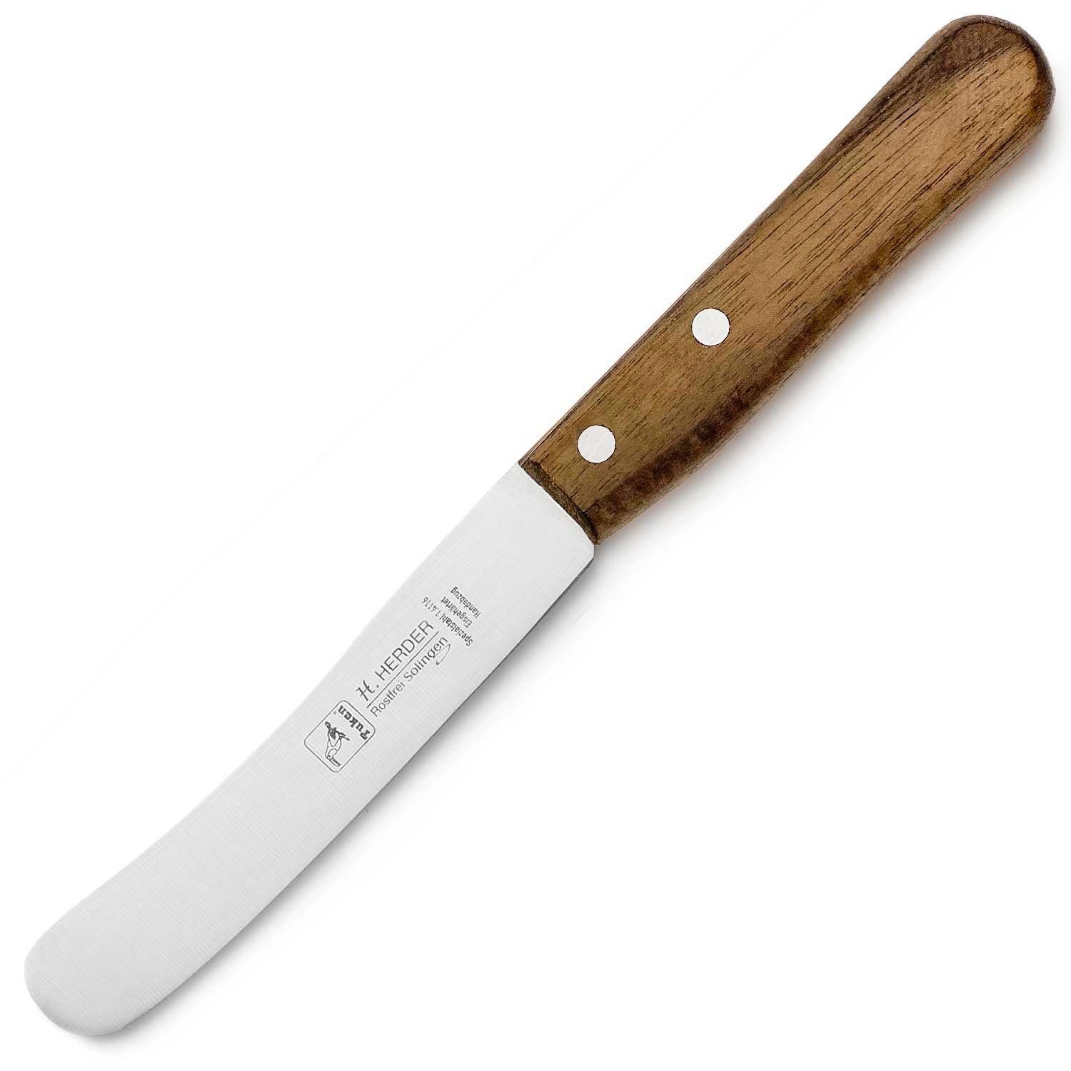 Landshop24 Brötchenmesser Brötchenmesser, Buckelsmesser, Frühstücksmesser Glattschliff, Griff-Holz: Nussbaum