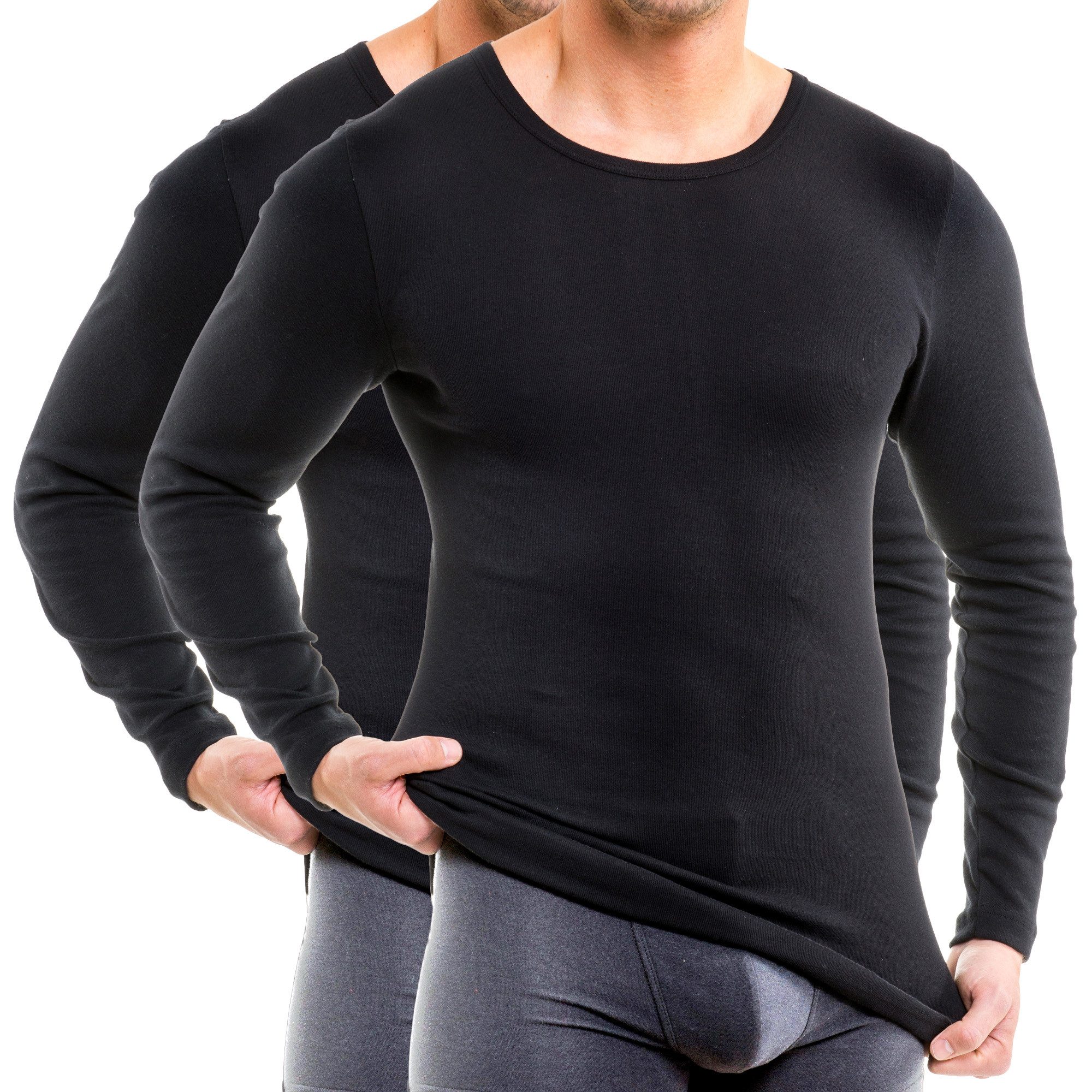 HERMKO Unterziehshirt 3640 2er Pack Herren langarm Shirt Longsleeve aus 100% Bio-Baumwolle