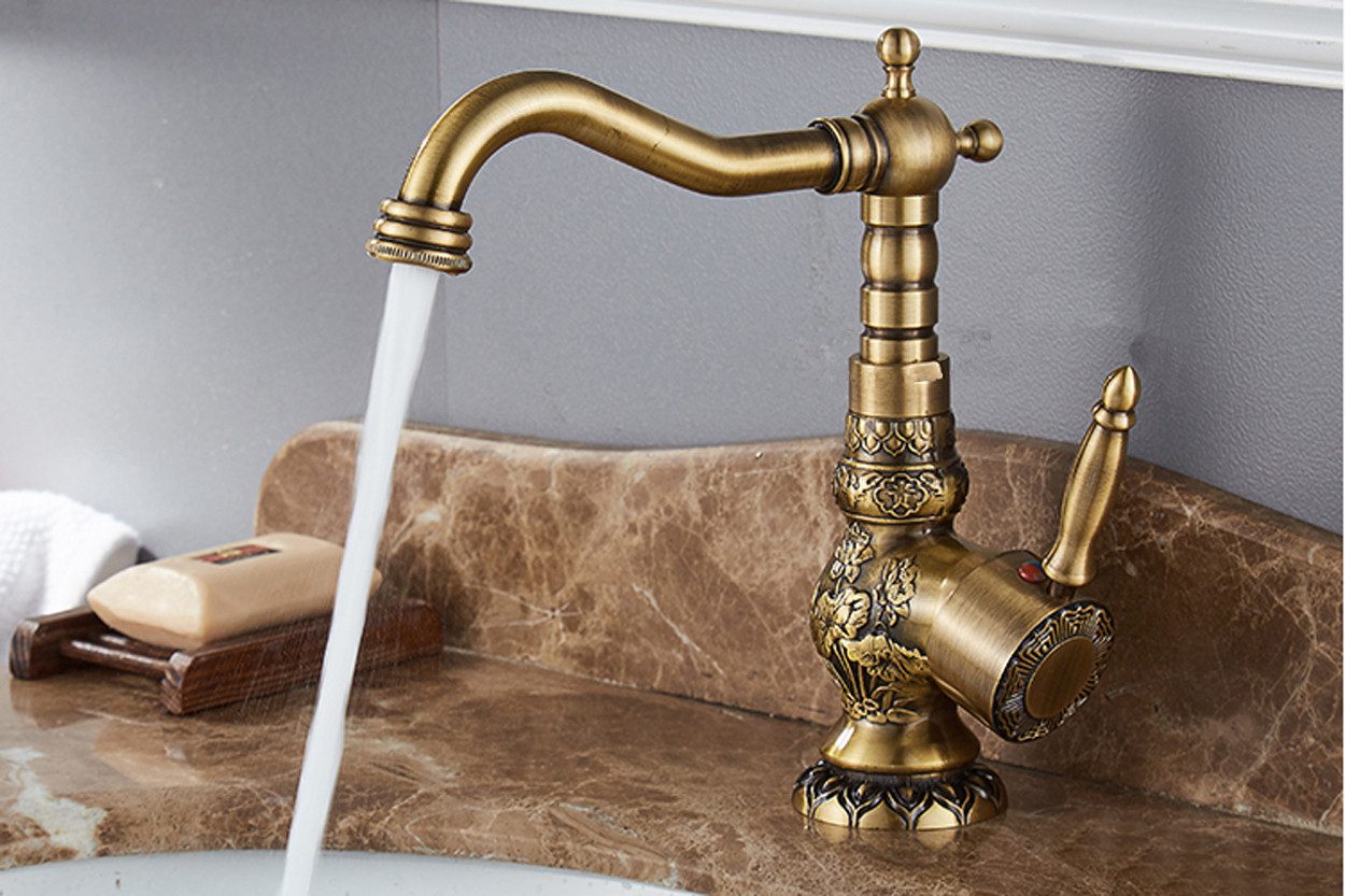 Kinaree Badarmatur Retro Wasserhahn SUKHOTHAI Messing, Ornamente