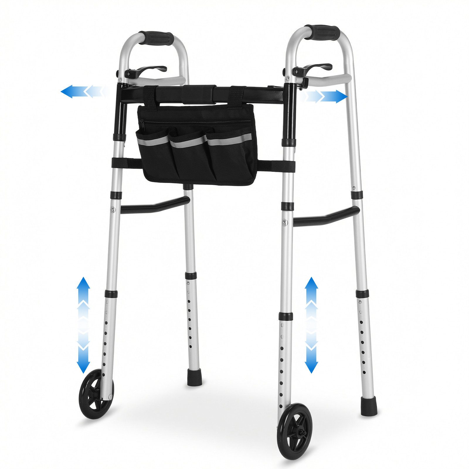 TLGREEN Rollator Zweirad-Rollator mit Aufbewahrungstasche, PVC-Rollen,Belastbarkeit 135 kg,Indoor & Outdoor