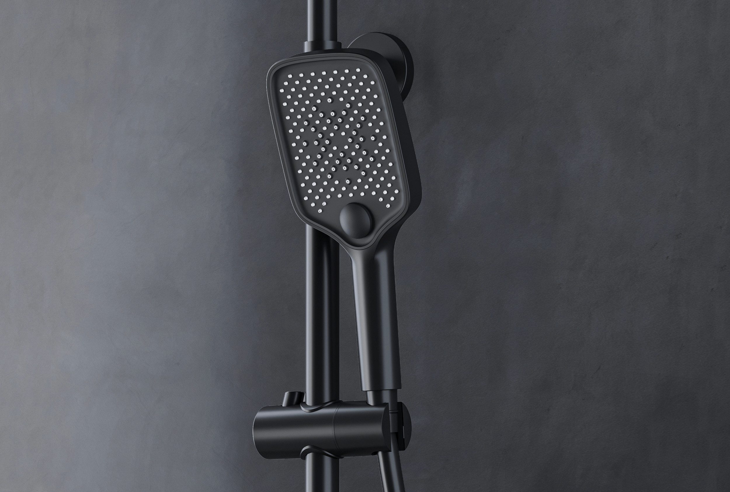 Bernstein Duschsystem BS371, Schwarz matt - inkl. Duschkopf und Handbrause - Design wählbar