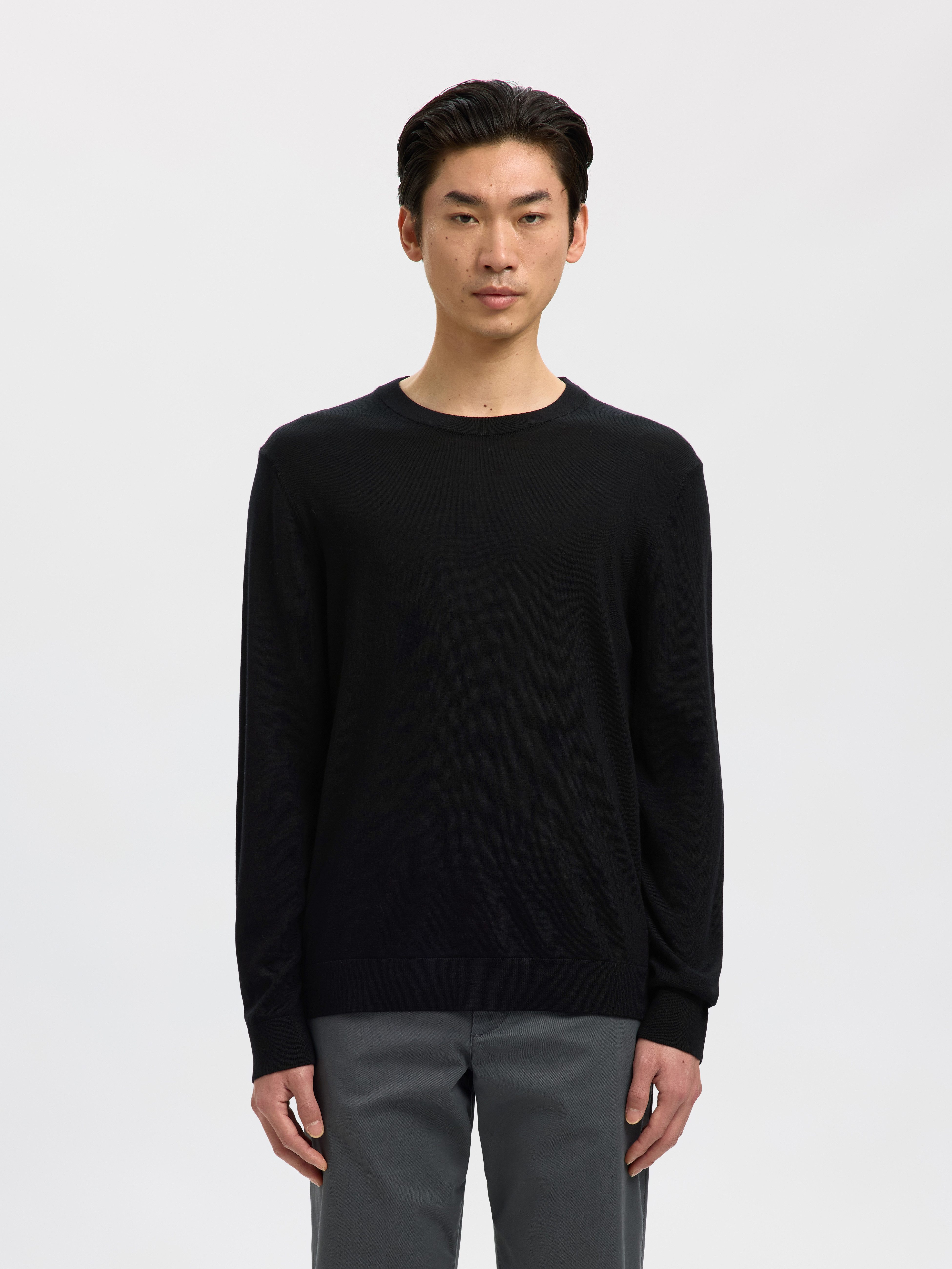 Selected Rundhalspullover SLHTRAY LS KNIT MERINO CREW NECK NOOS Wolle, regular fit