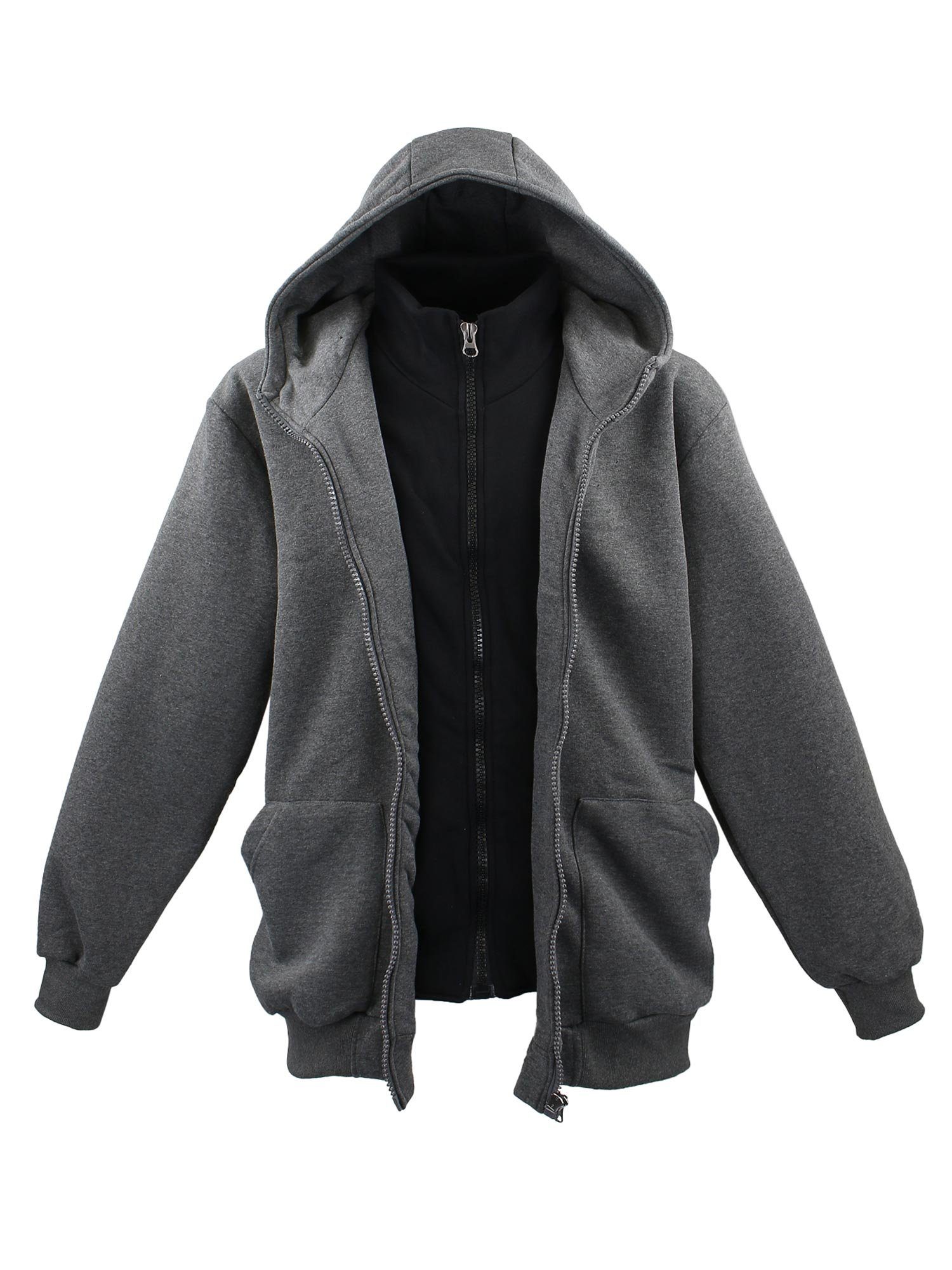 Sweatjacke Jacke "Two LV-109 Lavecchia Sweat Hoodie in one" Übergrößen Herren anthrazit