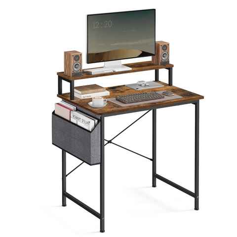 VASAGLE Schreibtisch Computertisch, mit Monitorständer, Aufbewahrungstasche, Homeoffice, vintage