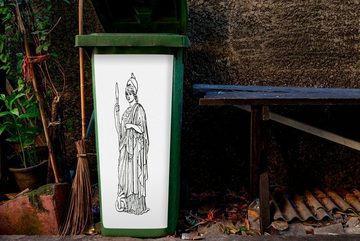 MuchoWow Wandsticker Eine schwarz-weiße Illustration der griechischen Göttin Athene (1 St), Mülleimer-aufkleber, Mülltonne, Sticker, Container, Abfalbehälter