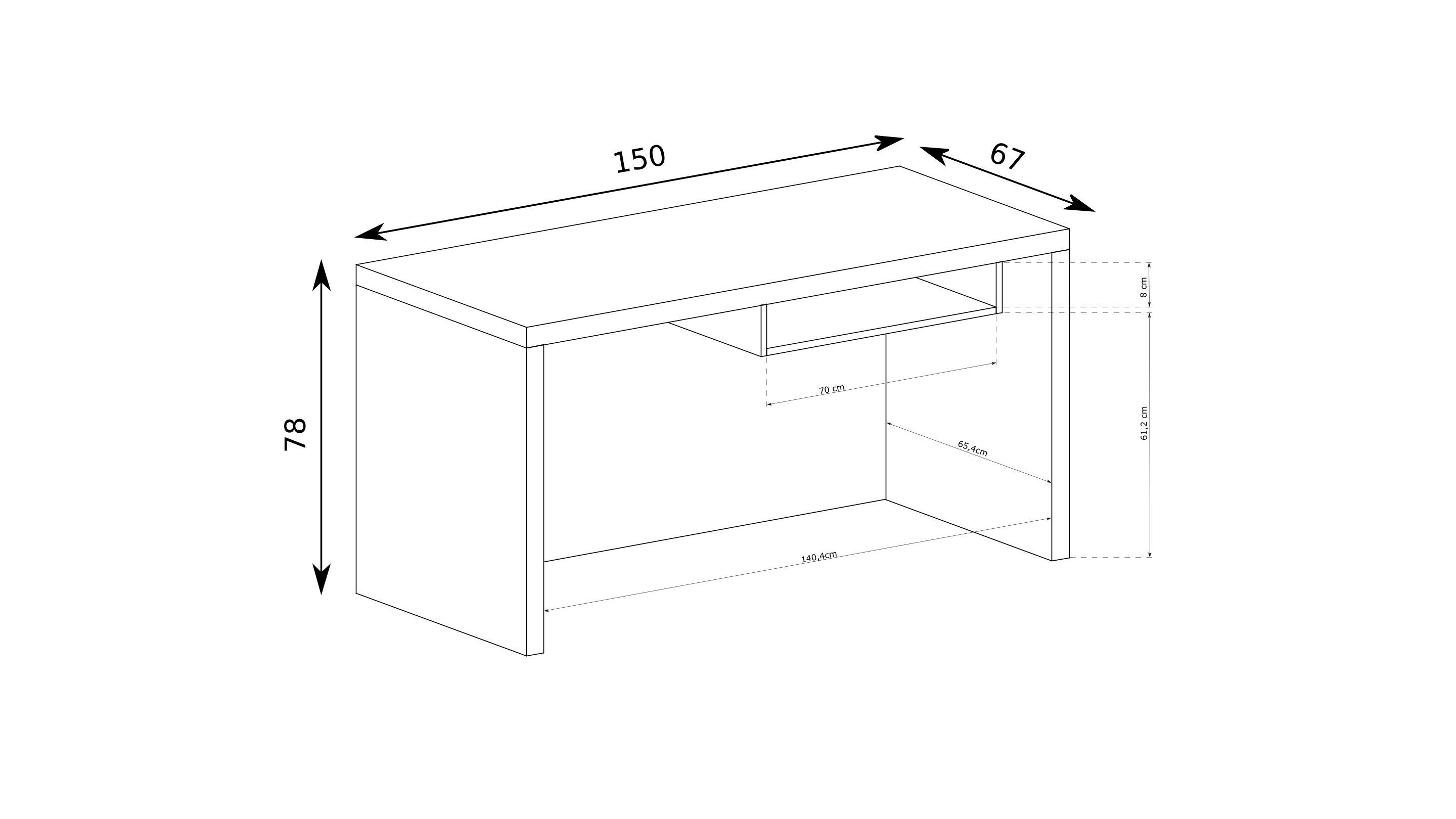 Masseno Schreibtisch SALERNO 150 x 78 cm Braun