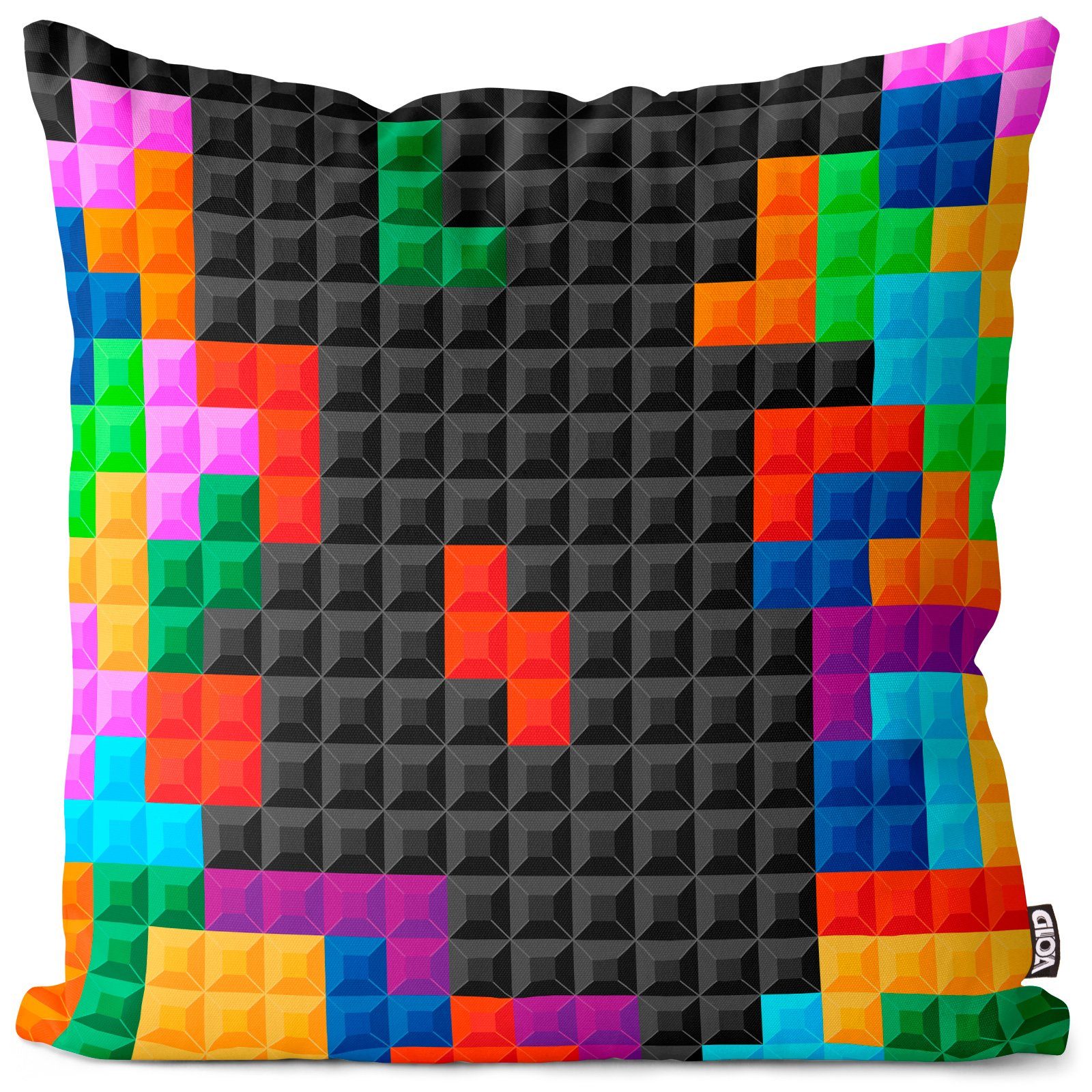 Block Bausteine Kissenbezug, Computer Retro Spiel Sofa-Kissen Tetris Digital Kinder Stück), Video Gamer Game VOID Pixel Blöcke (1 Würfel Kinderzimmer Boy Classic