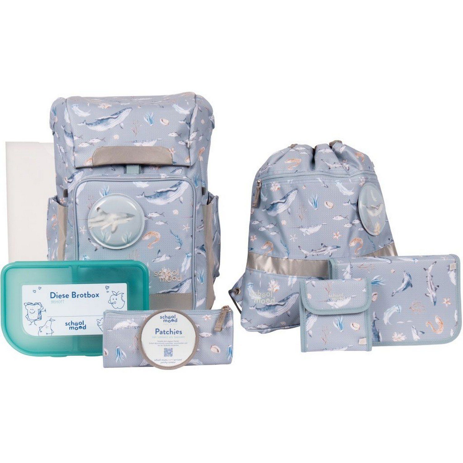 SCHOOL-MOOD® Schulranzen Schulranzenset 8-tlg. Rebel Air+ Aqua Nordic Collection
