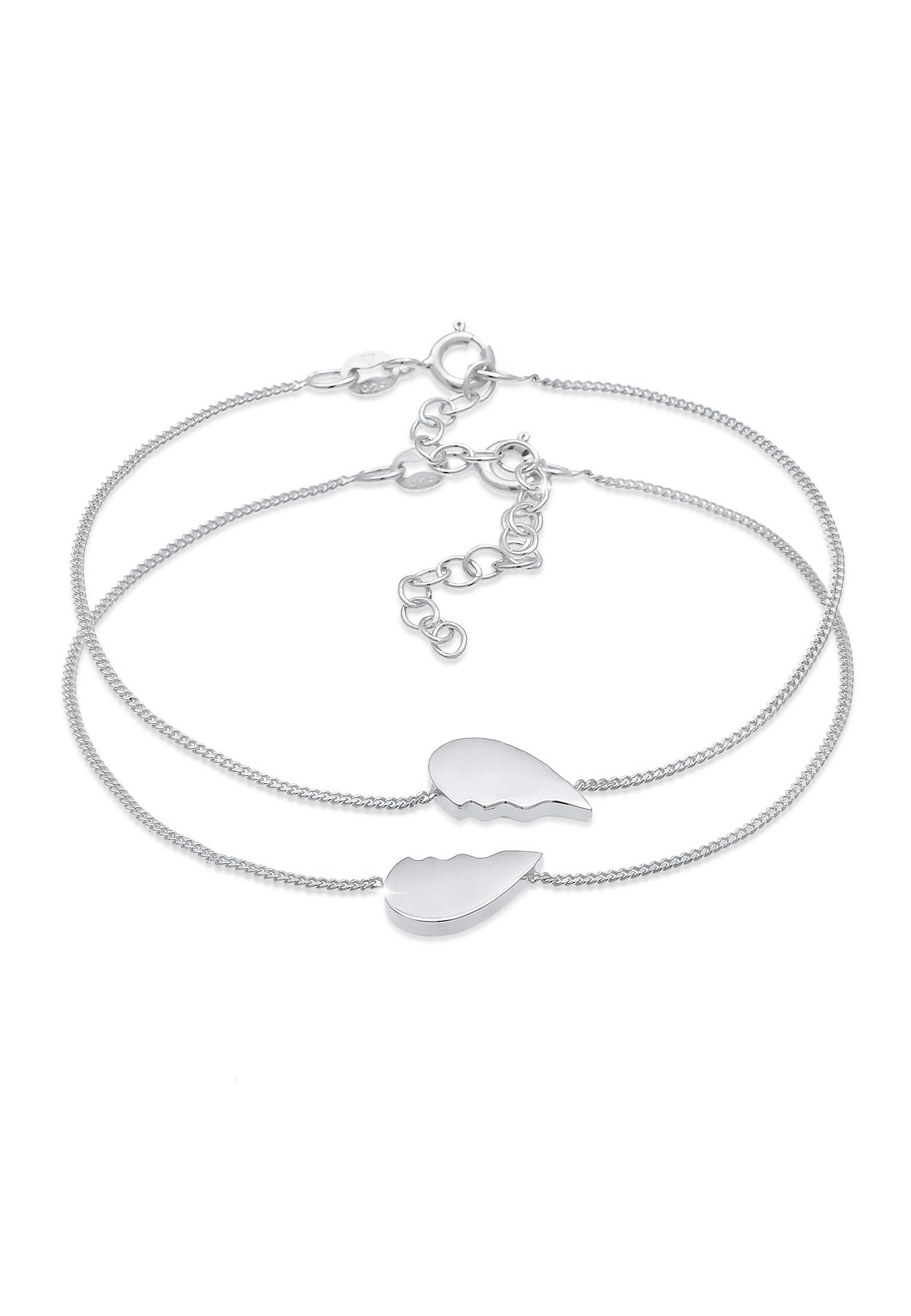 Elli Armband Set Herz geteilt Friends 2er Love 925 Silber Set