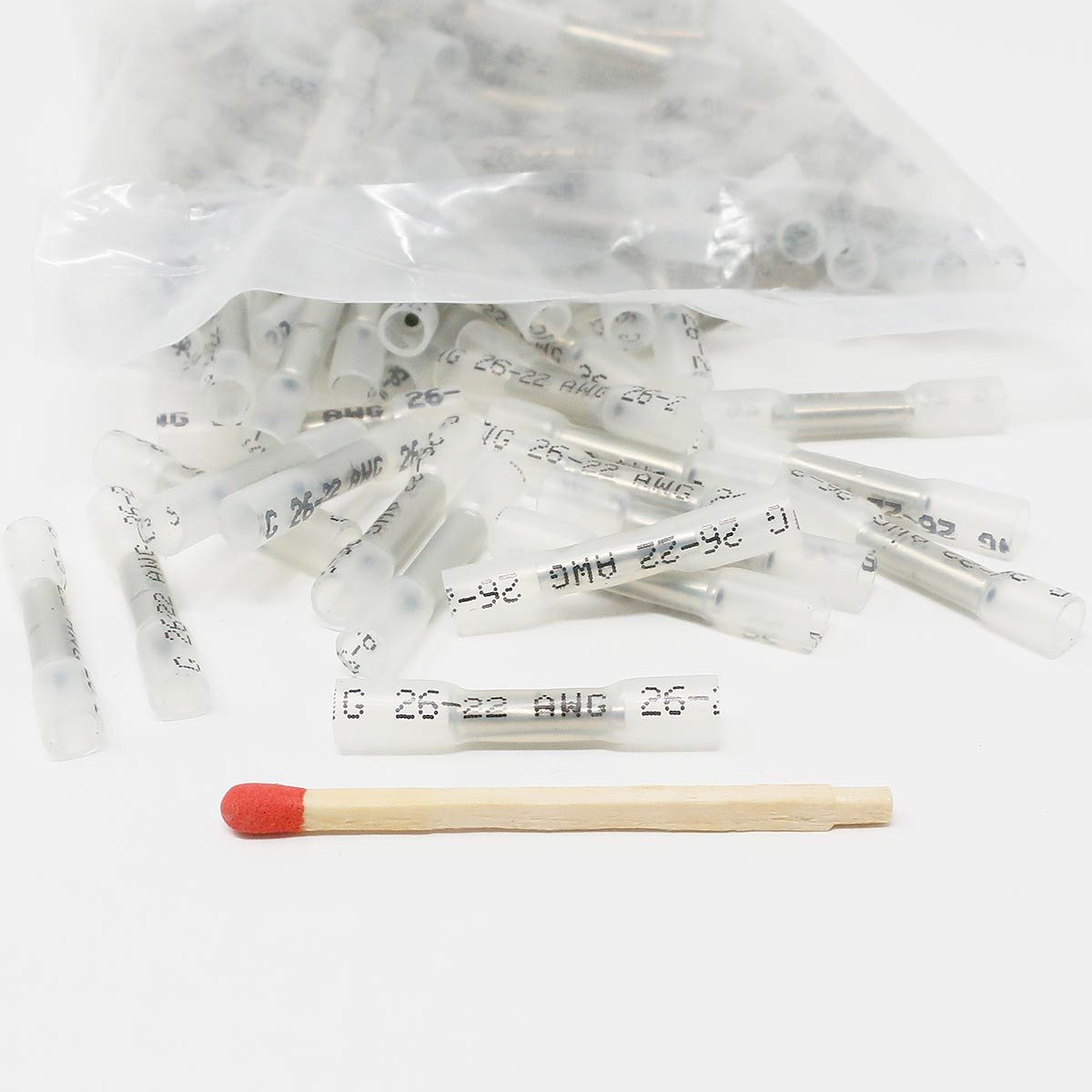 world-trading-net Quetschhülse Stoßverbinder schrumpfbar weiß, 0,3-0,5mm² 150 Stk