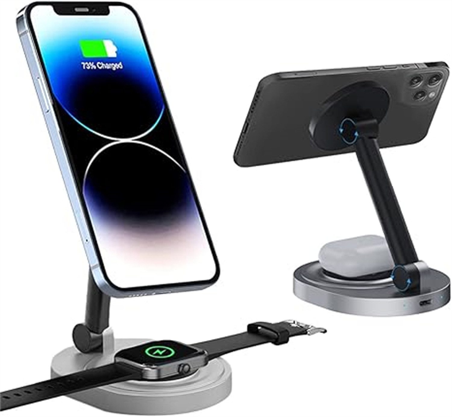 Magnetischer kabelloser Ladeständer,2-in-1-Ladestation Induktions-Ladegerät