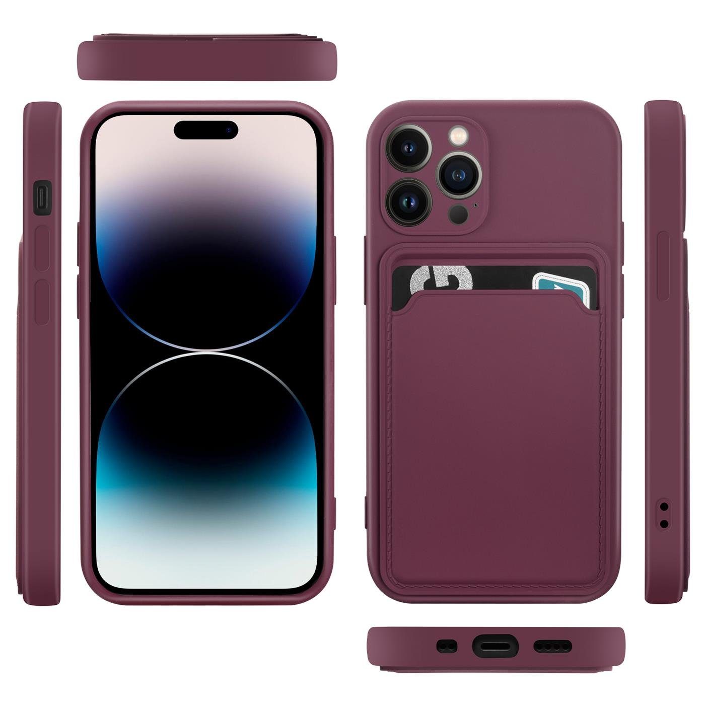 CoolGadget Handyhülle Schutzhülle mit Kartenfach für Apple iPhone 16 Pro Max 6,9 Zoll, Silikon Case Slim TPU Cover Tasche mit Aufbewahrung EC Karte Ausweis