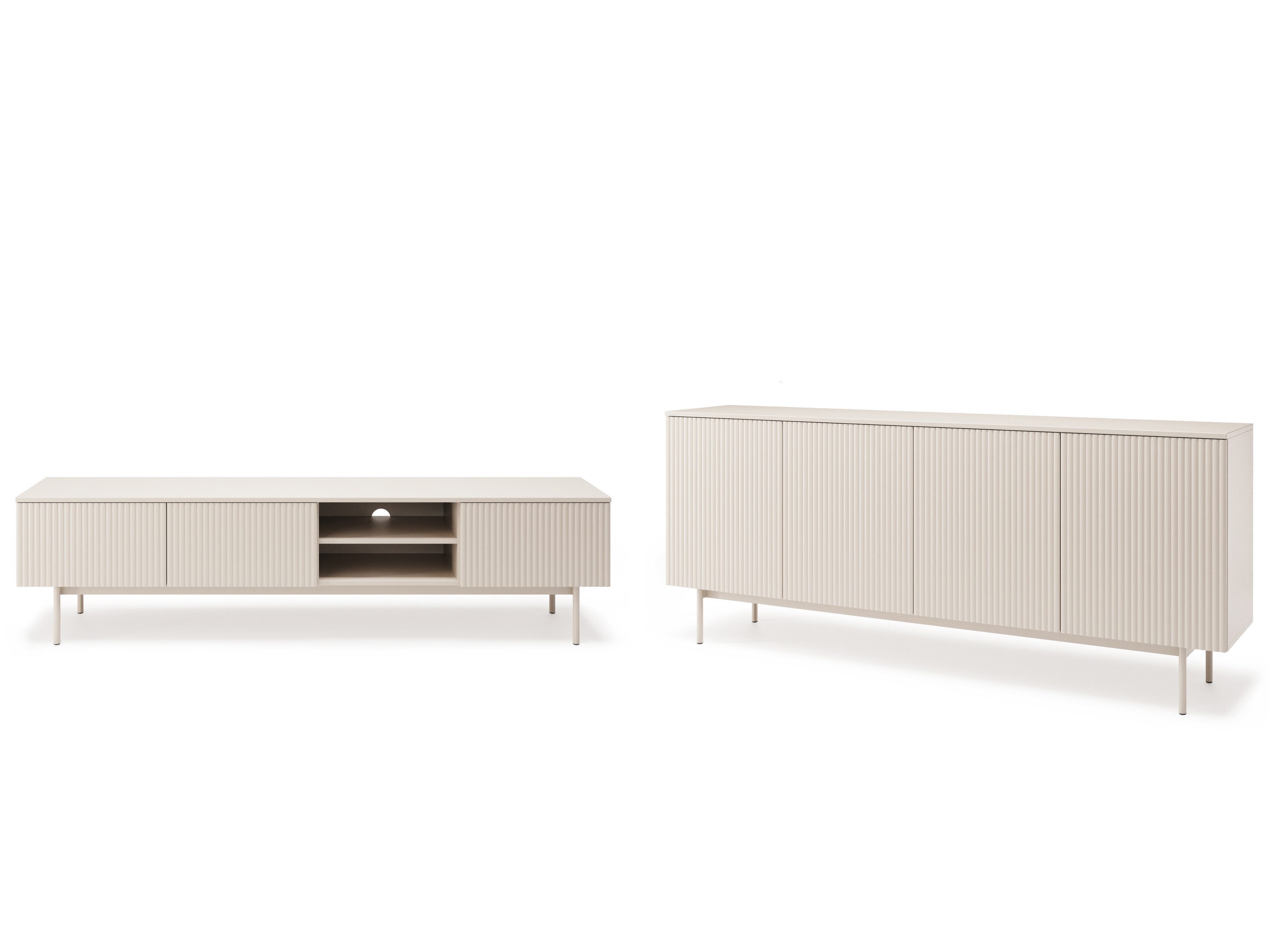 Beautysofa Wohnzimmer-Set SOFT Wohnwand in Kaschmir, (Push-to-Open, Moderne Wohnzimmermöbel, 2-teilig – TV-Schrank Lowboard 200 cm + Kommode Sideboard 200 cm),  – Bild 2 von 5