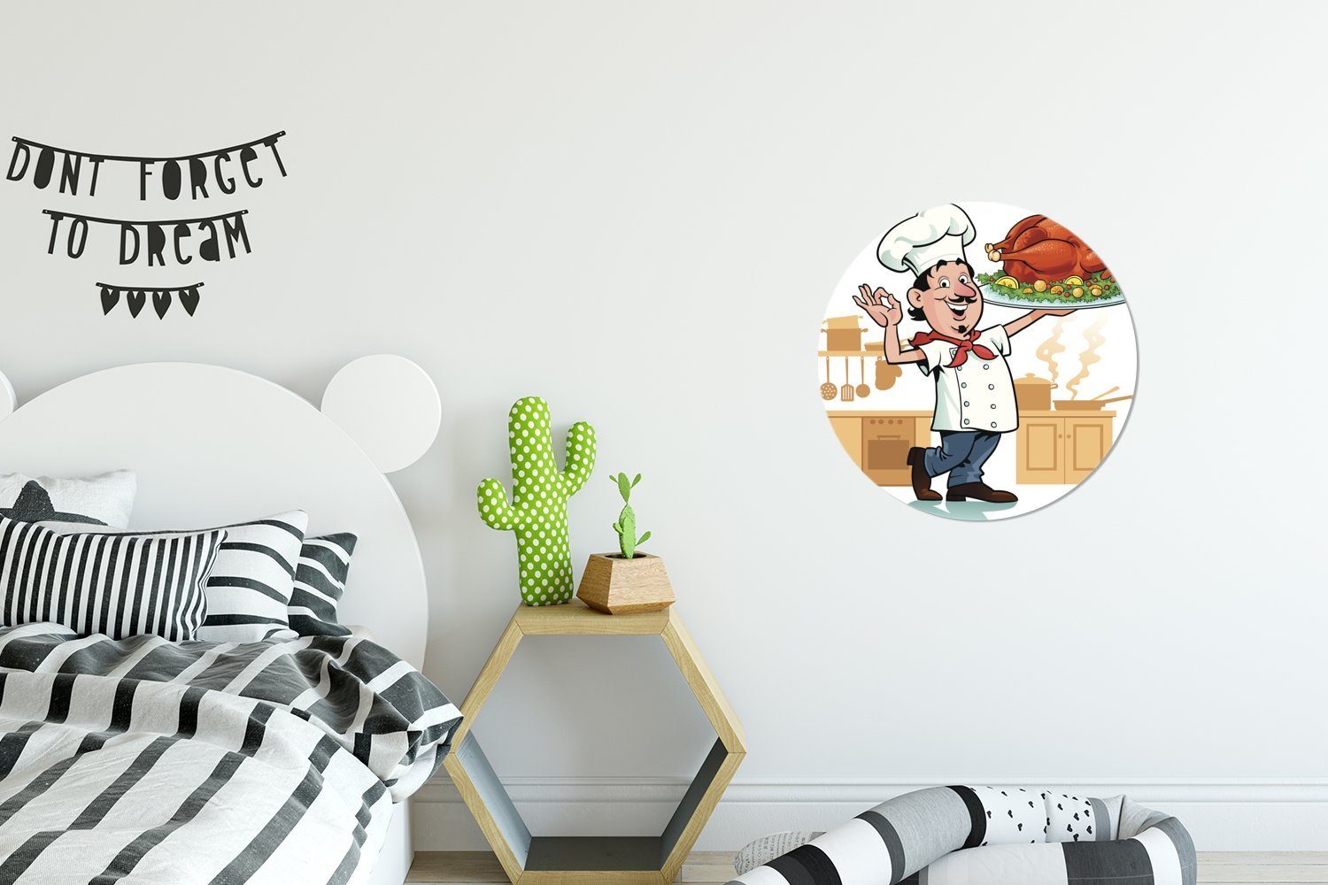 MuchoWow Wandsticker Eine Illustration für mit Kinderzimmer, Fleisch eines einem (1 Stück Tapetenaufkleber, Kochs St), Rund, Tapetenkreis Wohnzimmer