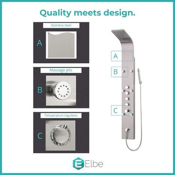 Elbe Duschsäule Königstein RNP-R01, Höhe 165 cm, 4 Strahlart(en), ‎Edelstahl 304, 6 Massagedüsen, 4 Funktionen